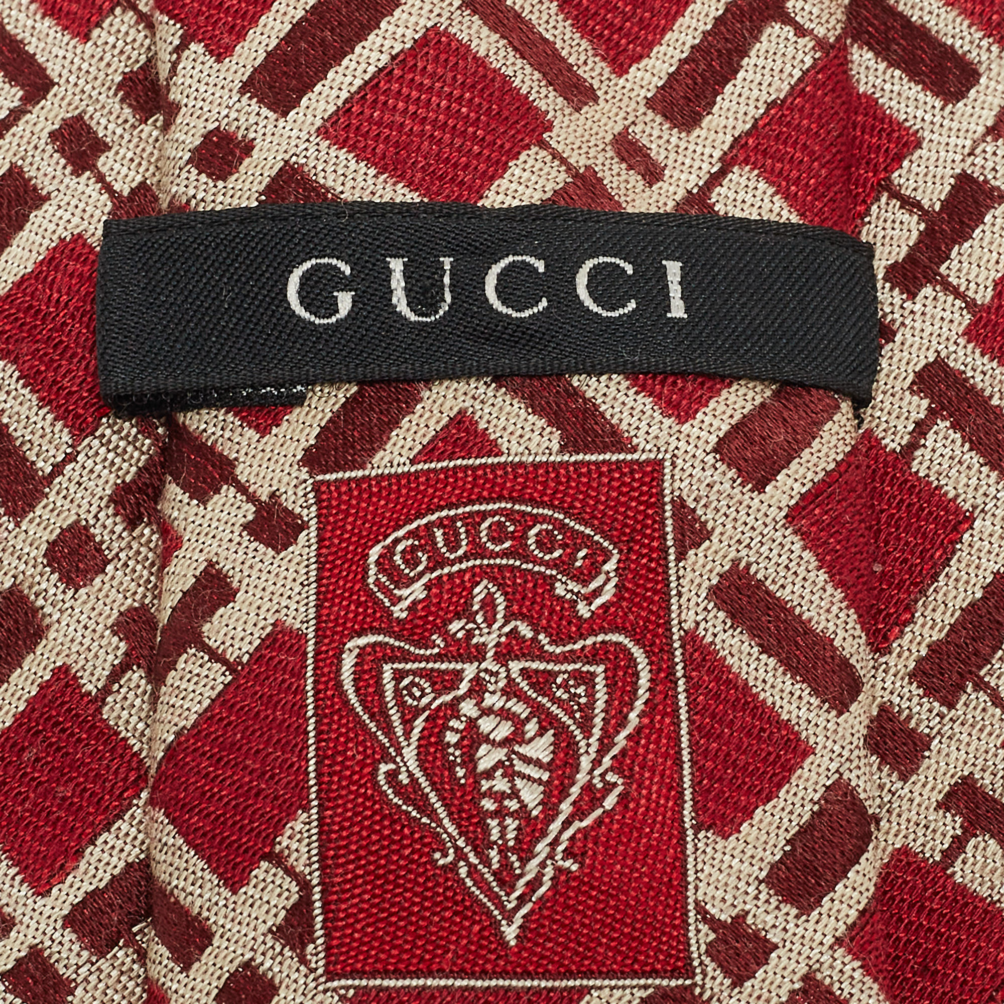 Gucci Red Patterned Bamboo & Silk Tie