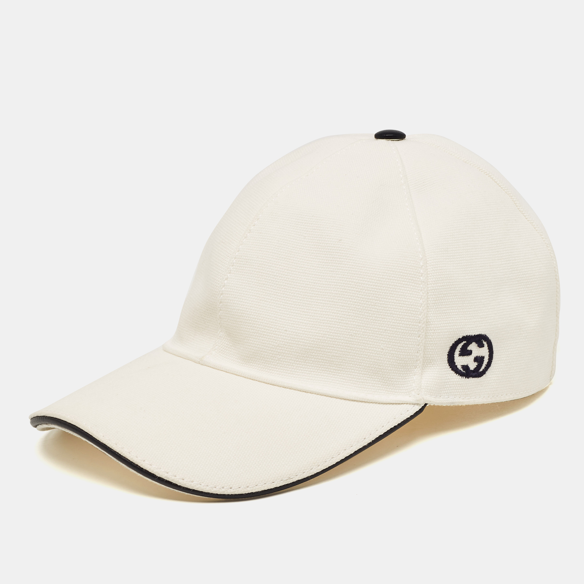 Gucci White GG Embroidered Cotton Baseball Cap Size M