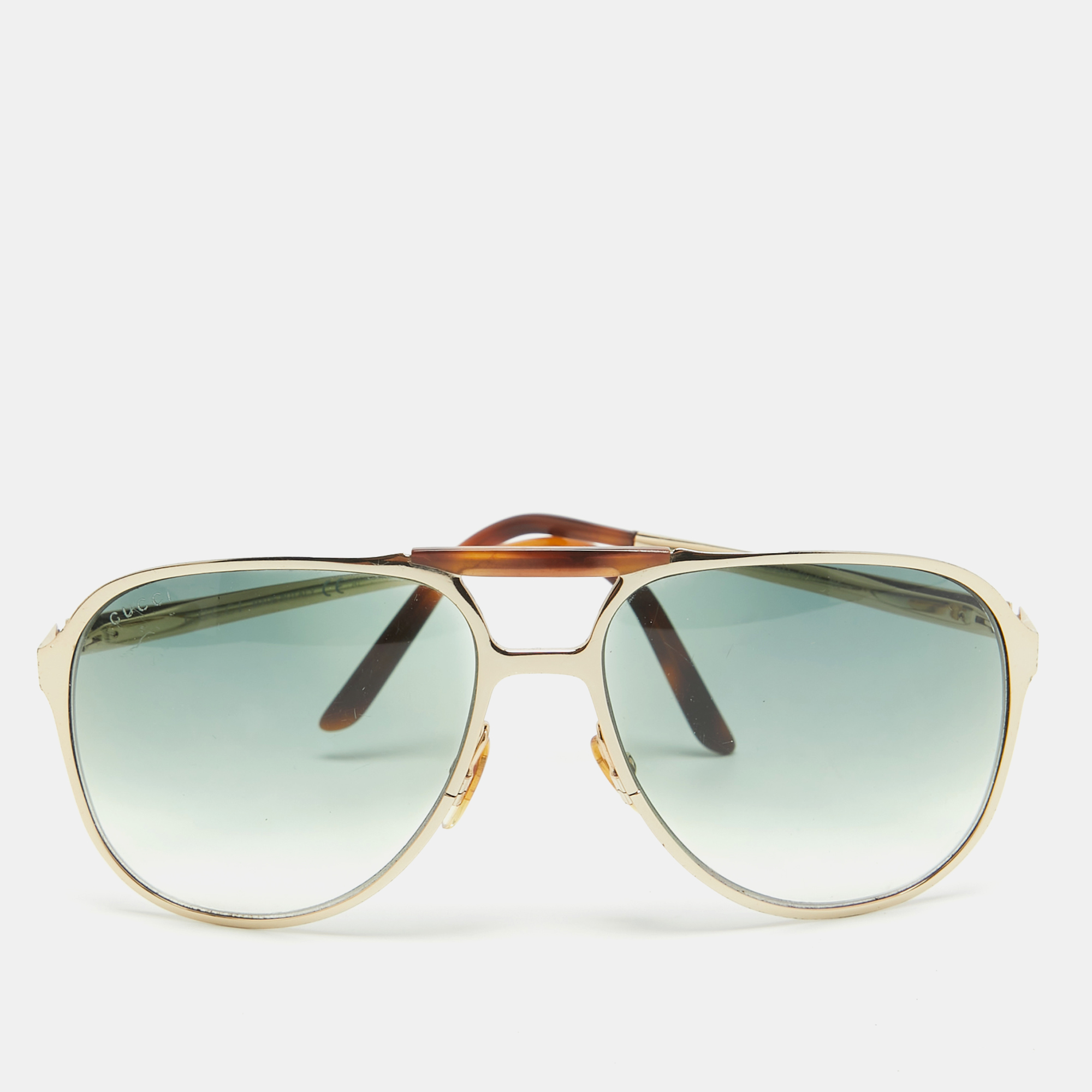 Gucci green/brown gradient gg2206/s aviator sunglasses