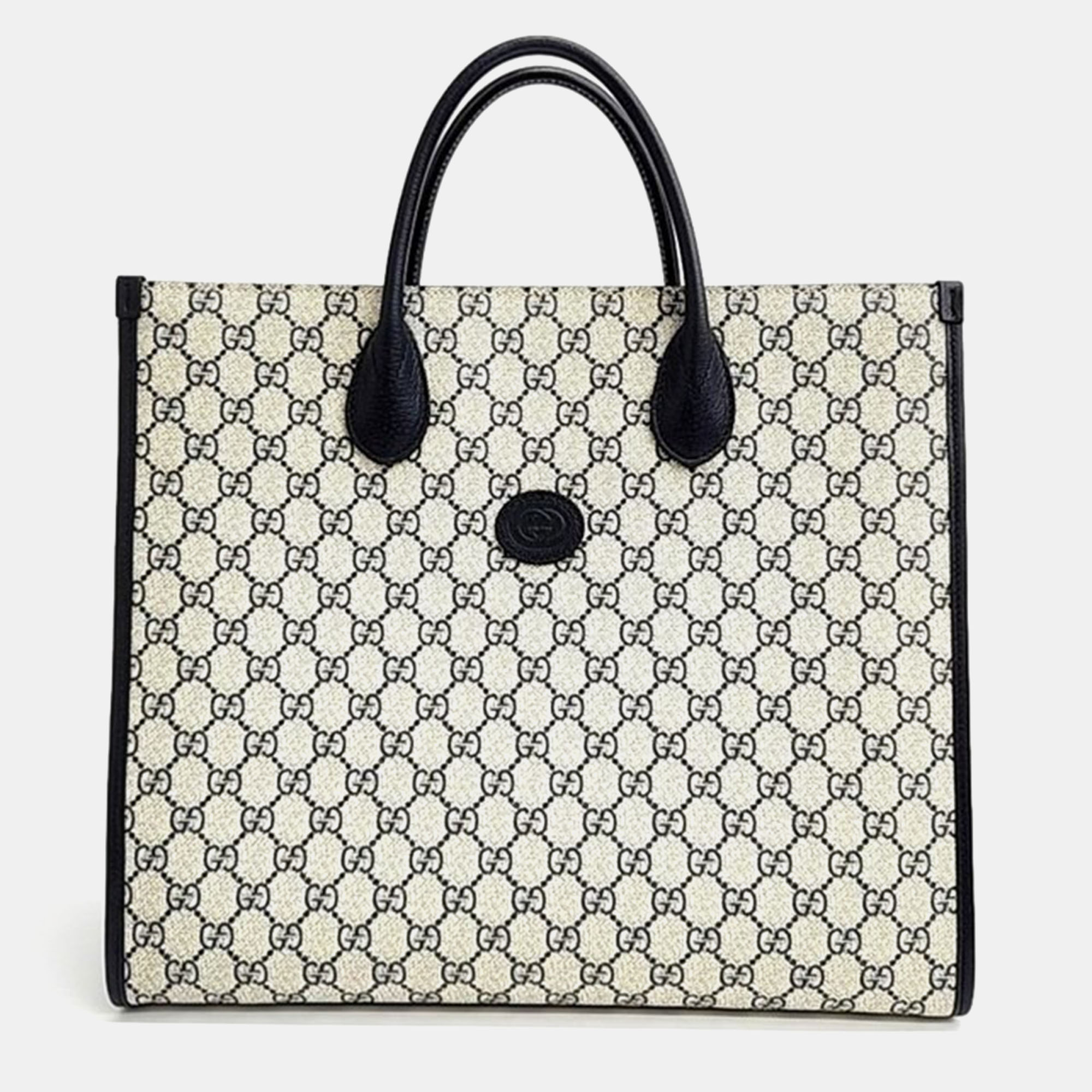 Gucci Beige Leather Interlocking G Medium Tote Bag