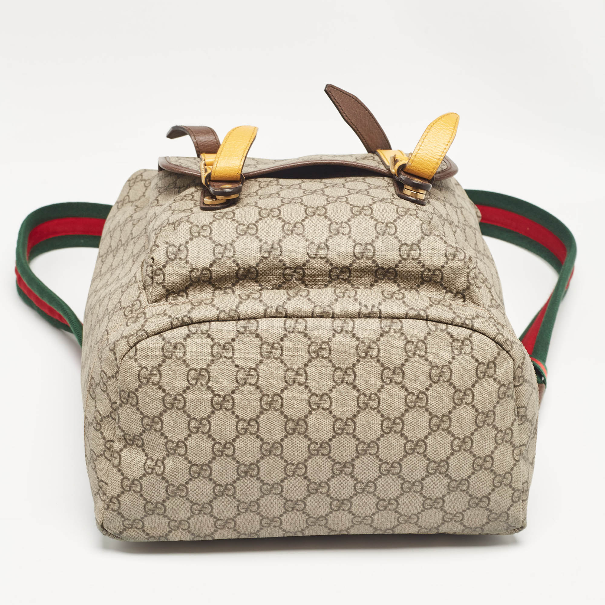 Gucci Beige GG Supreme Canvas Web Soft Backpack