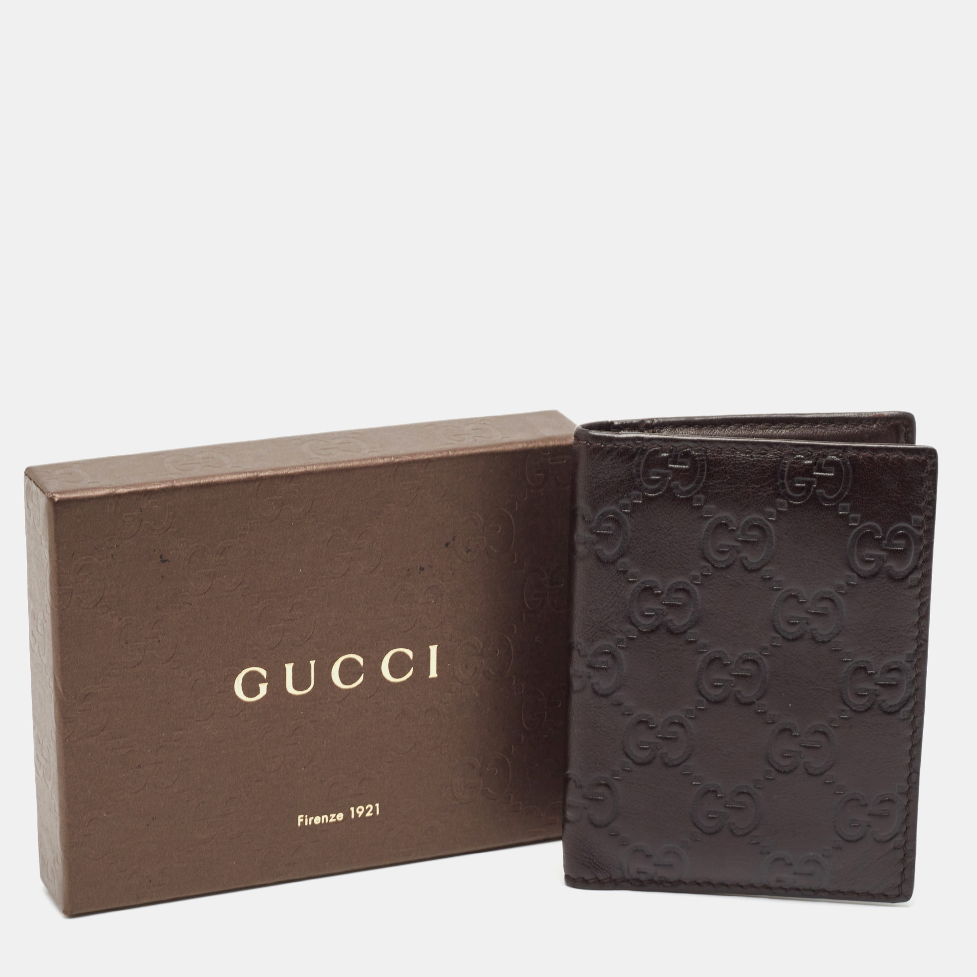 Gucci Dark Brown Guccissima Leather Bifold Card Case