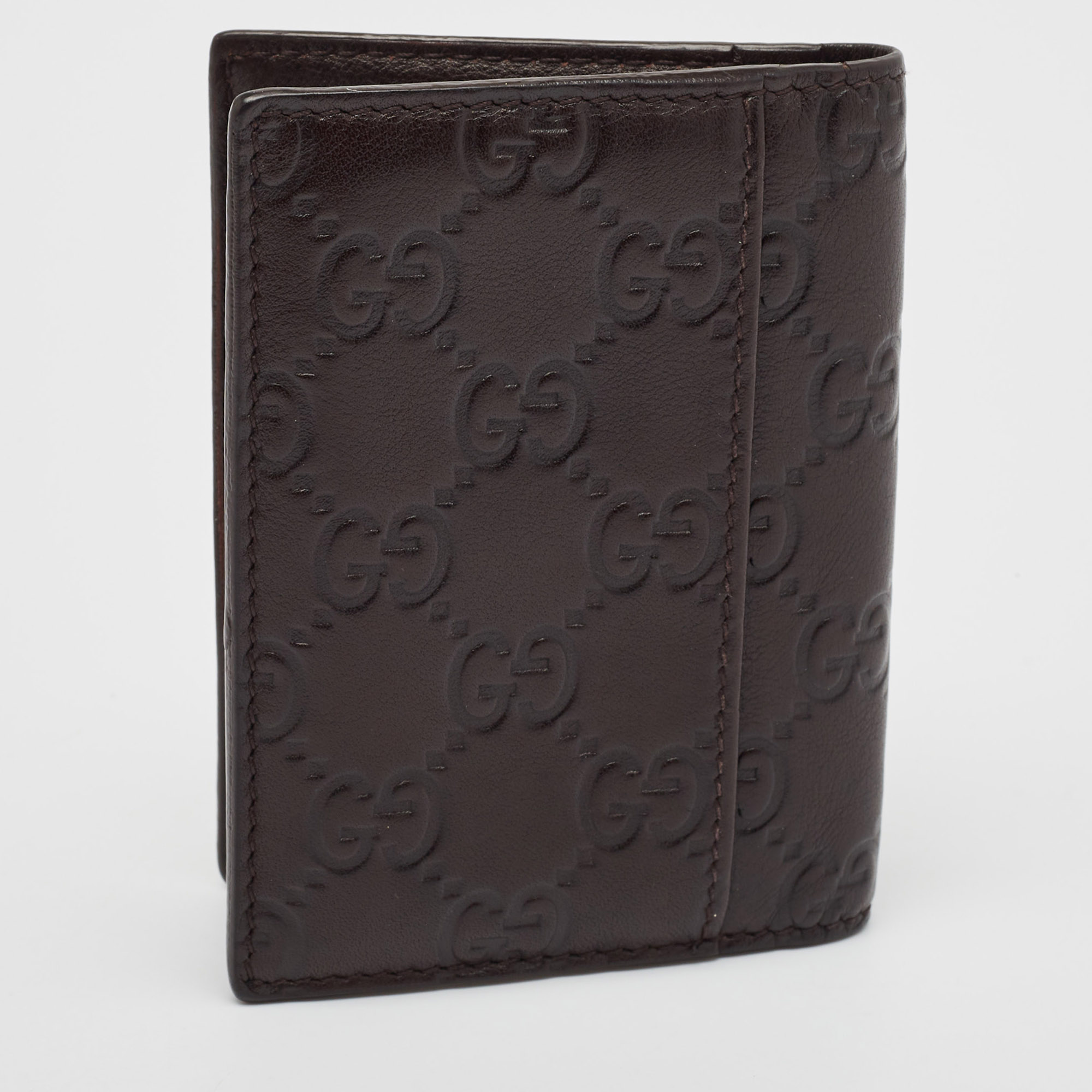 Gucci Dark Brown Guccissima Leather Bifold Card Case