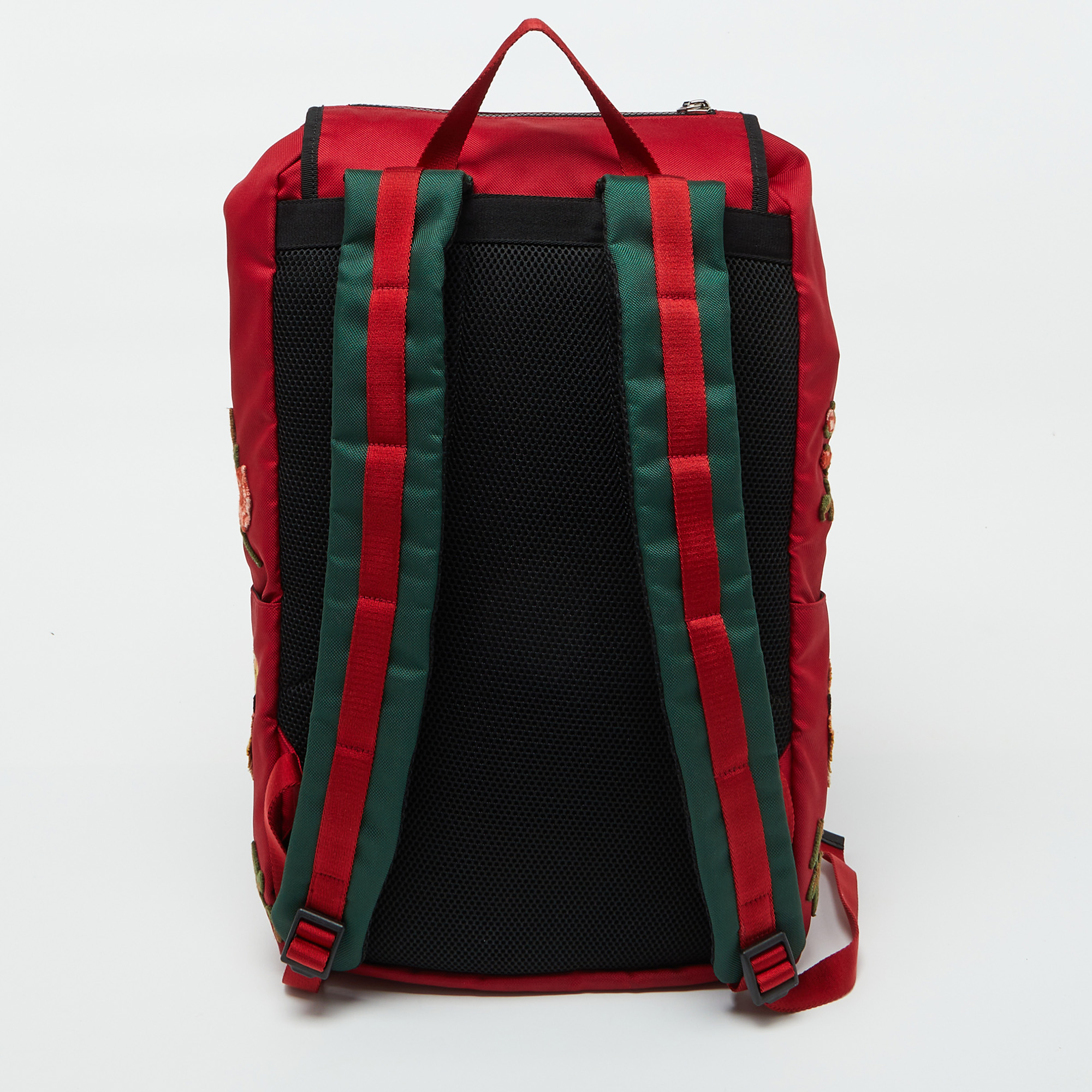 Gucci Red Canvas L'Aveugle Par Amour Embroidered Techno Backpack