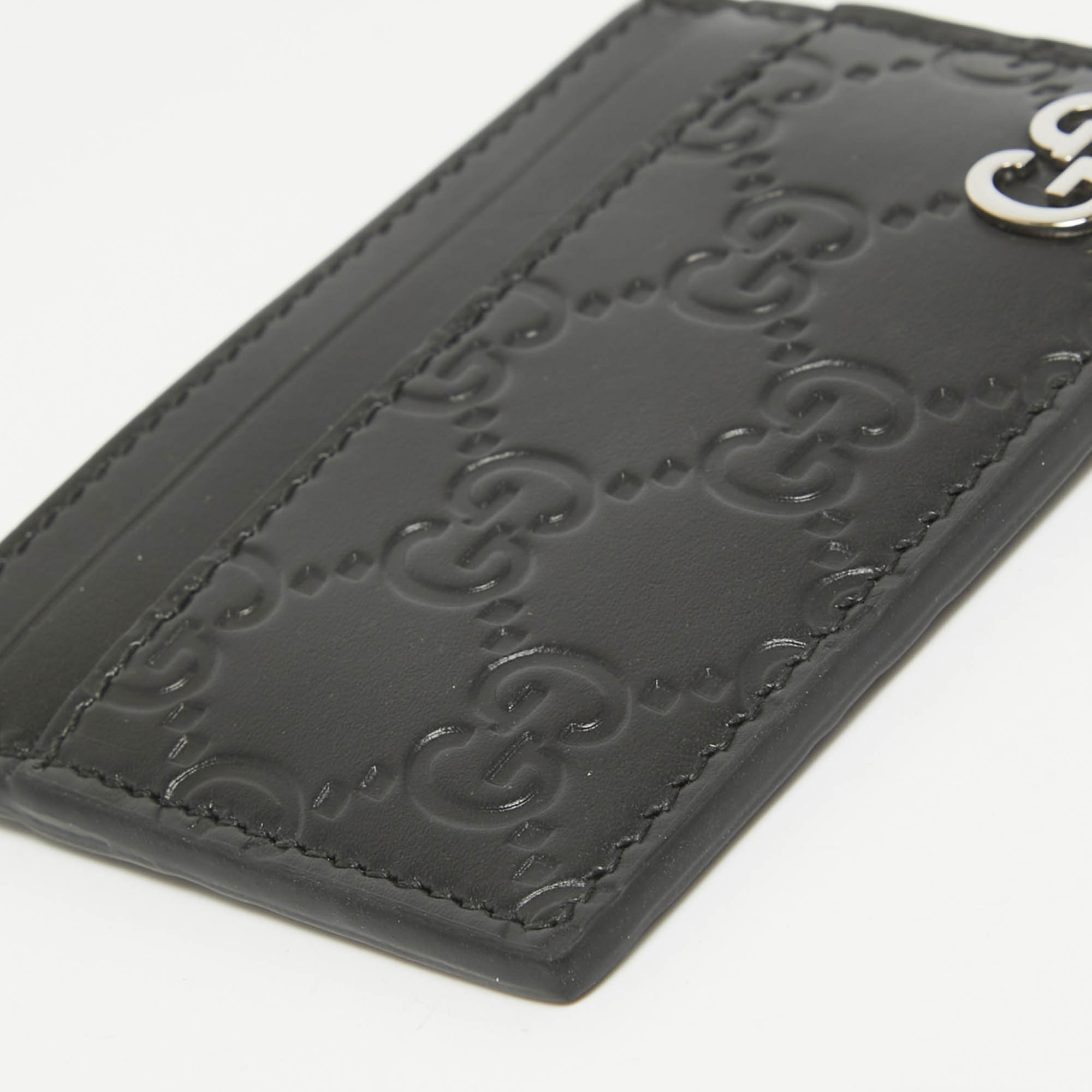 Gucci Black Guccissima Leather Card Holder