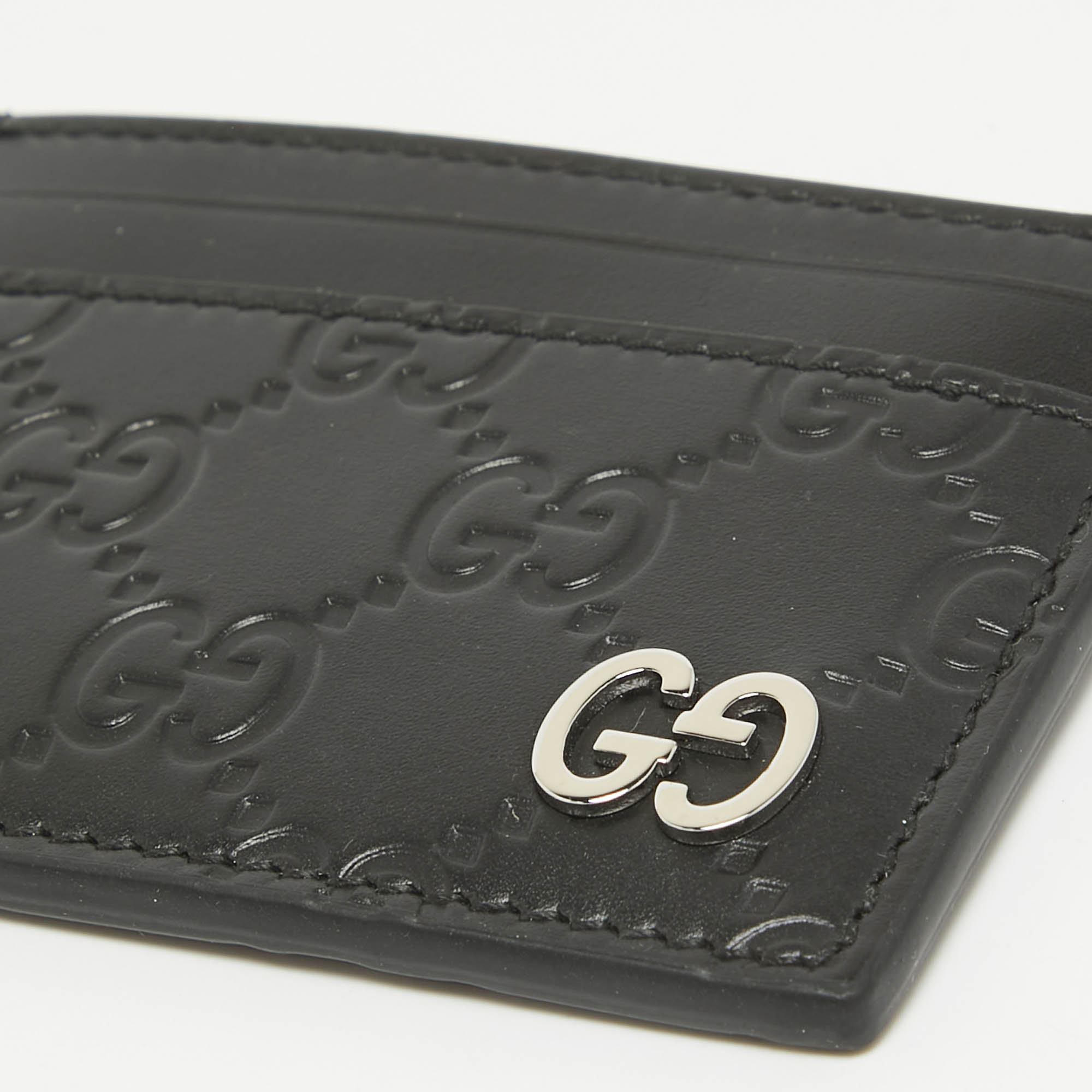 Gucci Black Guccissima Leather Card Holder