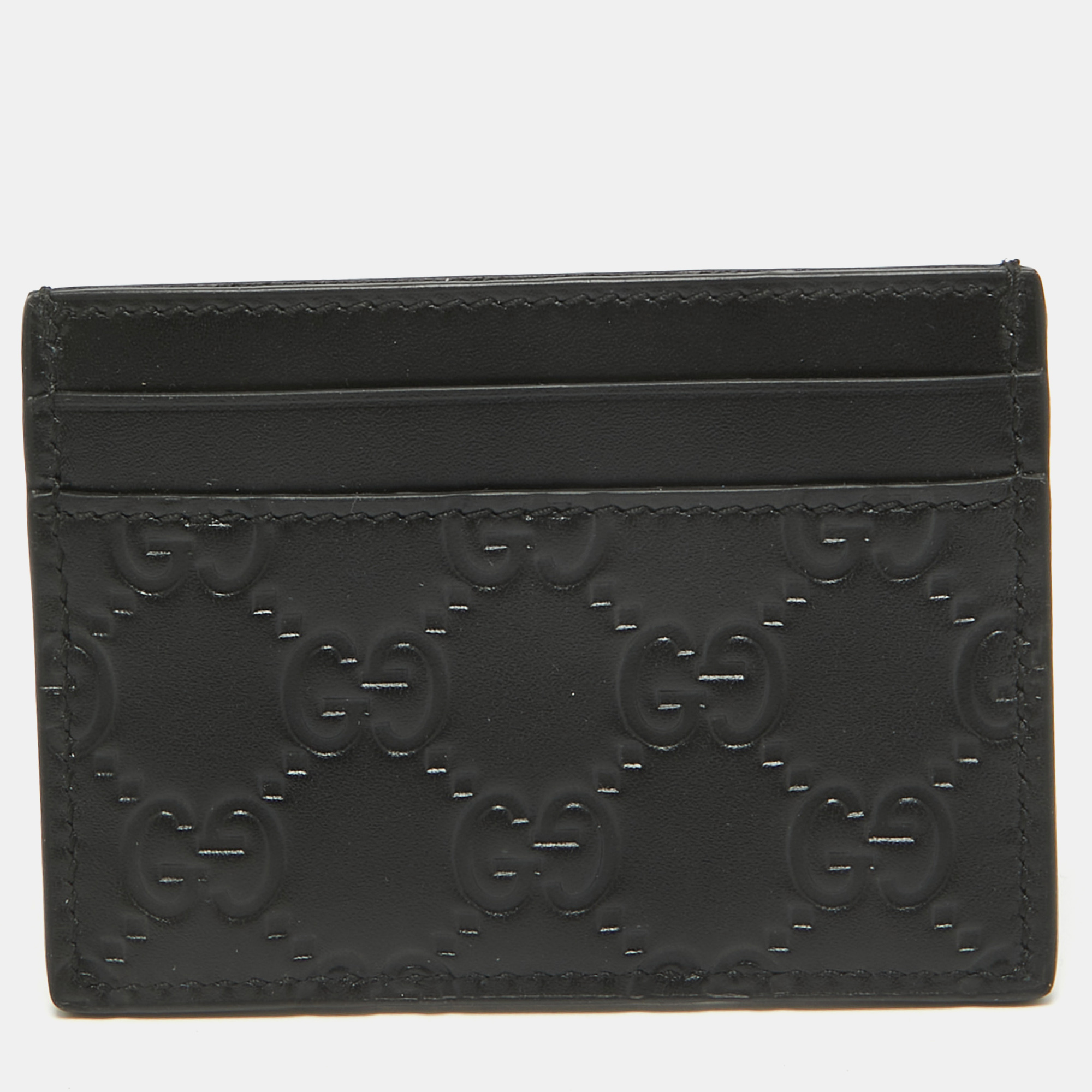 Gucci Black Guccissima Leather Card Holder