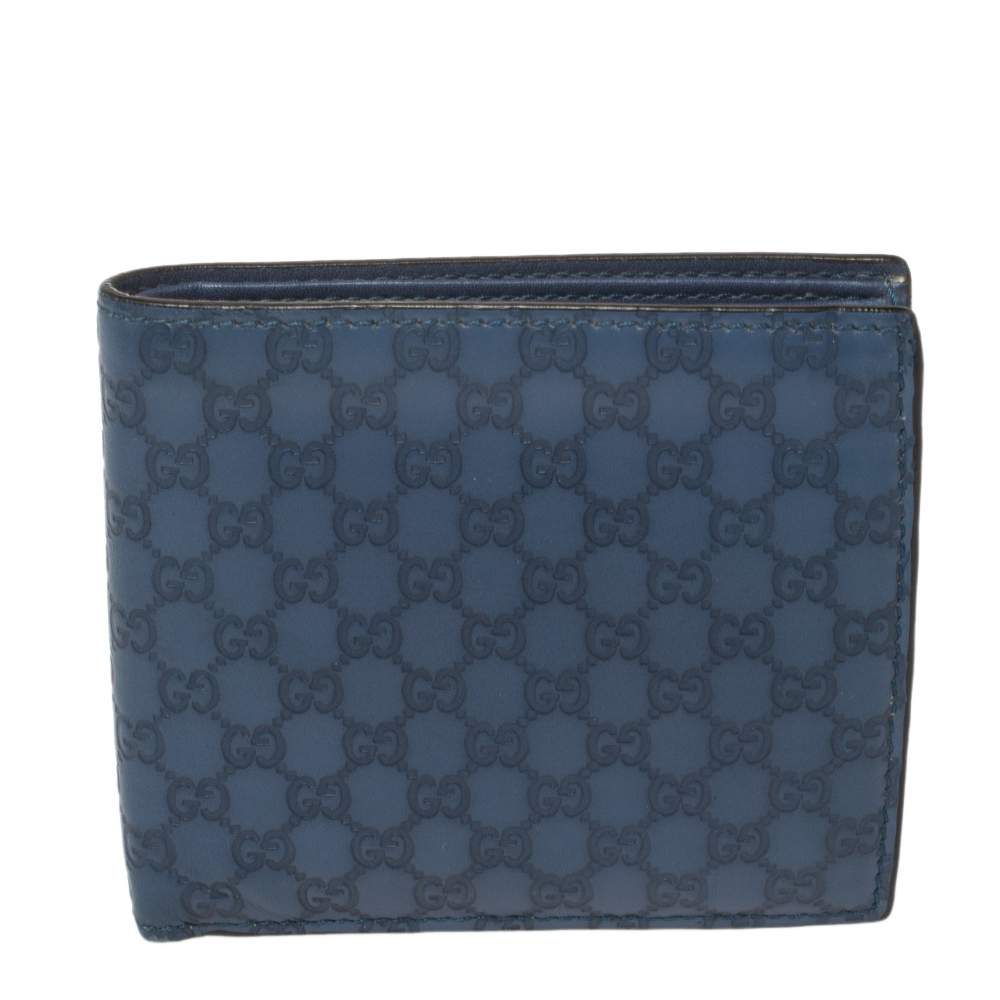 Gucci Blue Microguccissima Leather Bifold Wallet