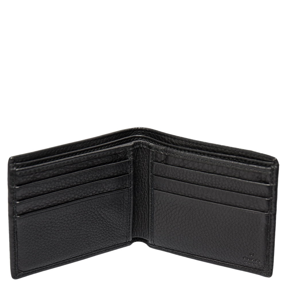 

Gucci Black Leather Web Interlocking G Bifold Wallet