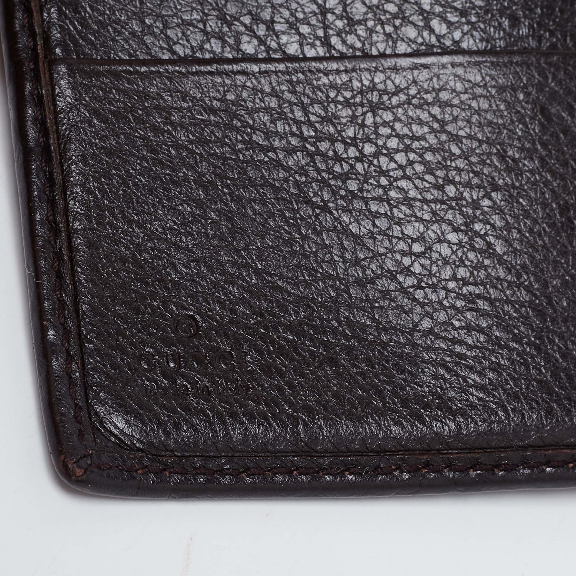 Gucci Dark Brown Guccissima Leather French Wallet