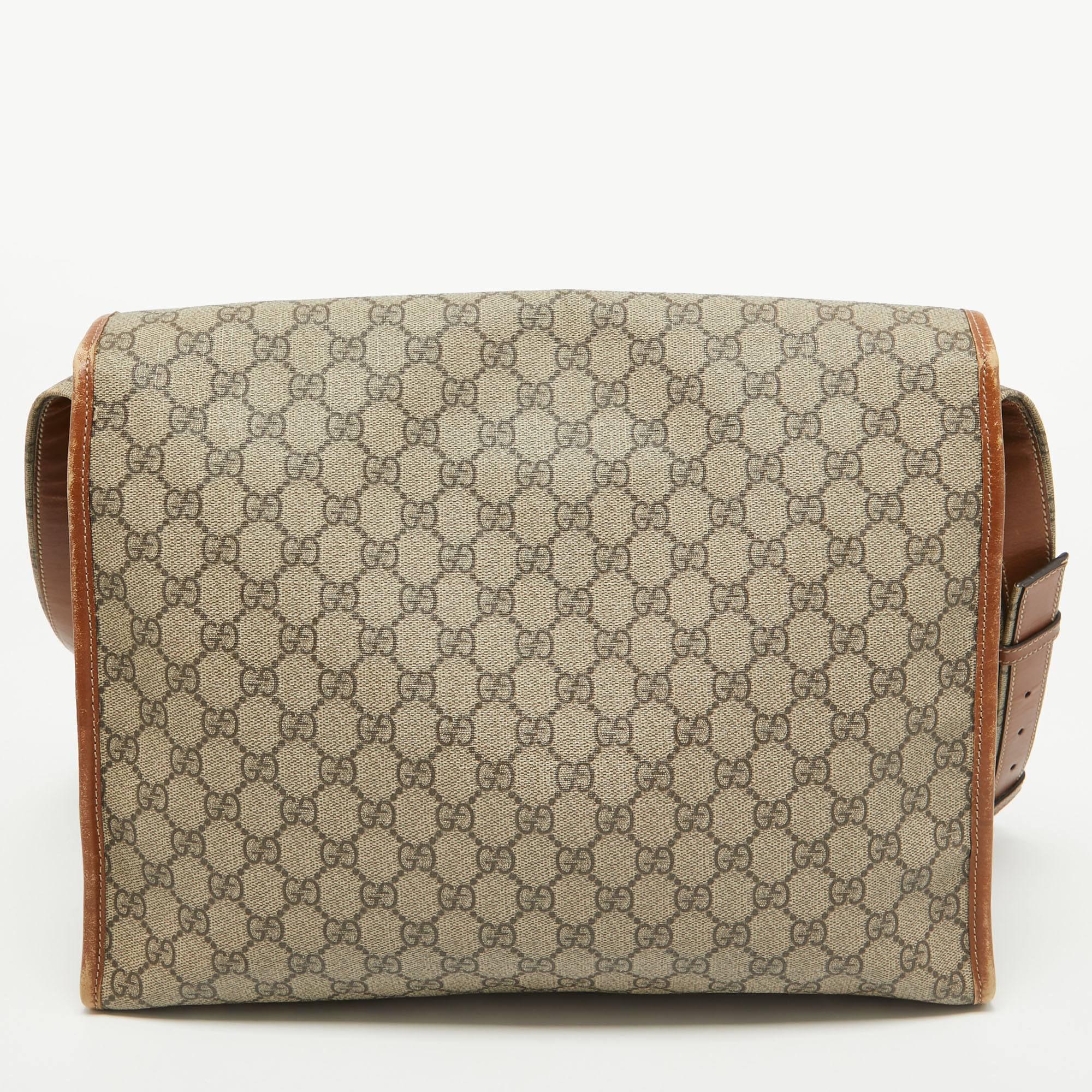 Gucci Beige/Brown GG Supreme Canvas And Leather Messenger Bag