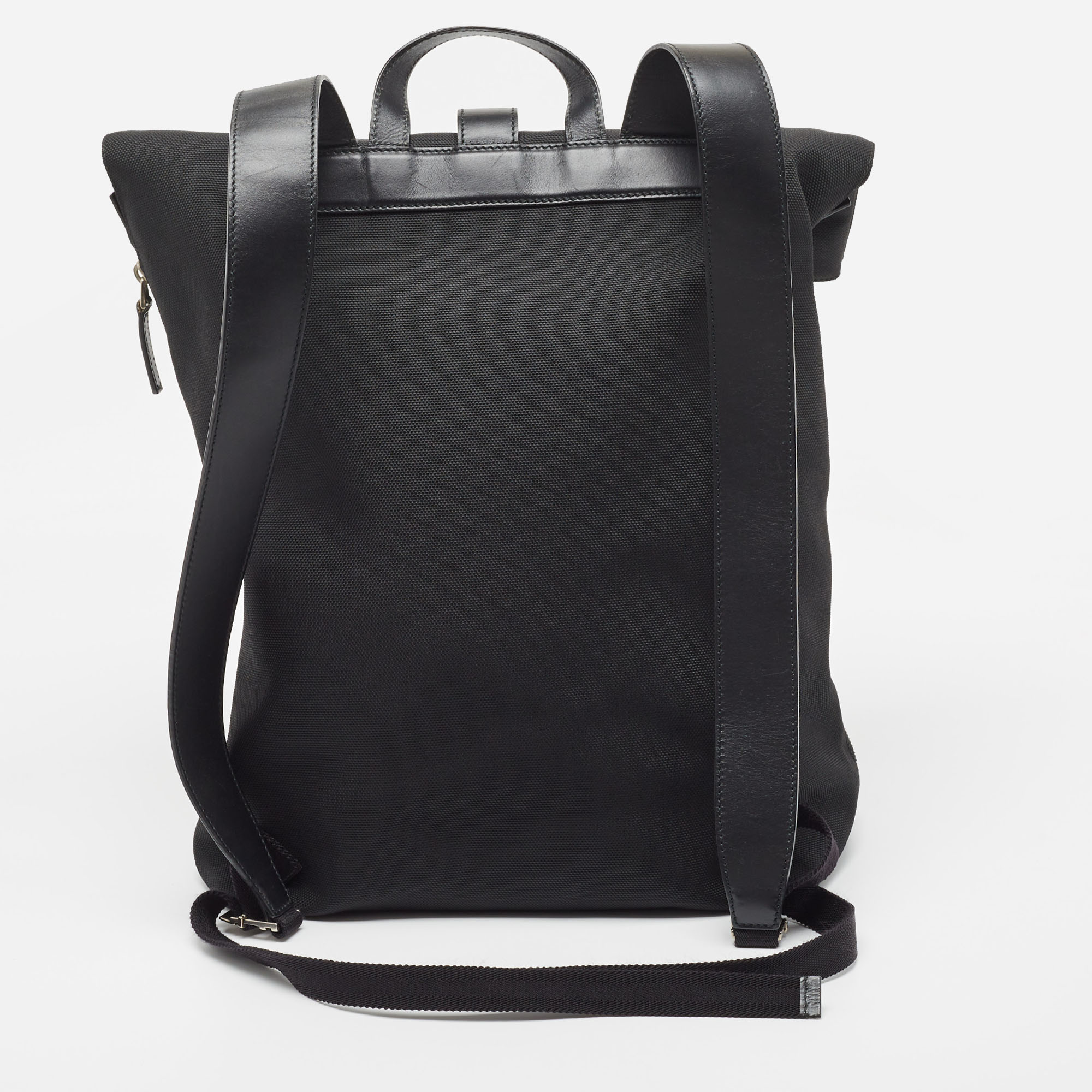 Gucci Black Techno Canvas Web Fold Over Backpack