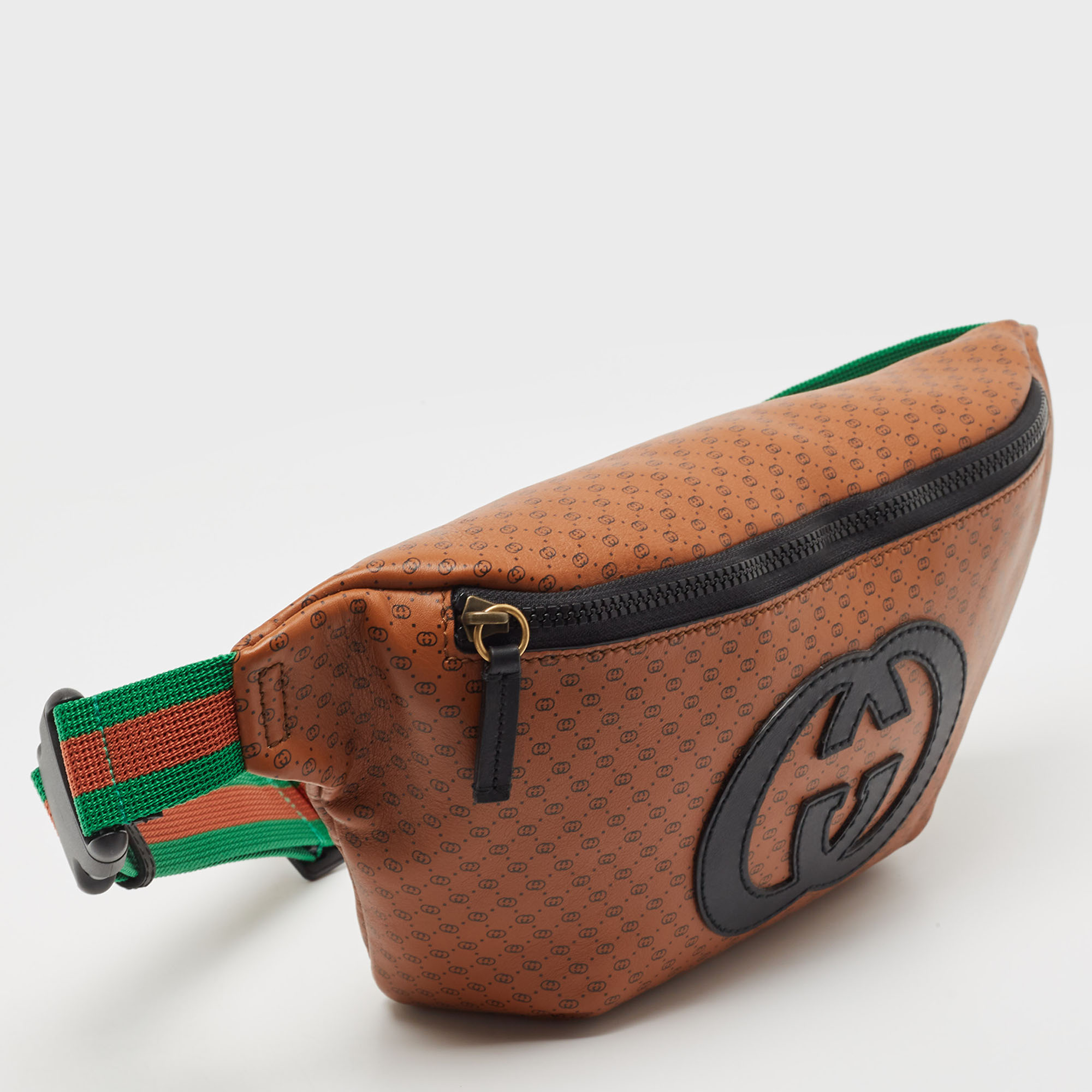 Gucci X Dapper Dan Brown Micro GG Leather Logo Belt Bag