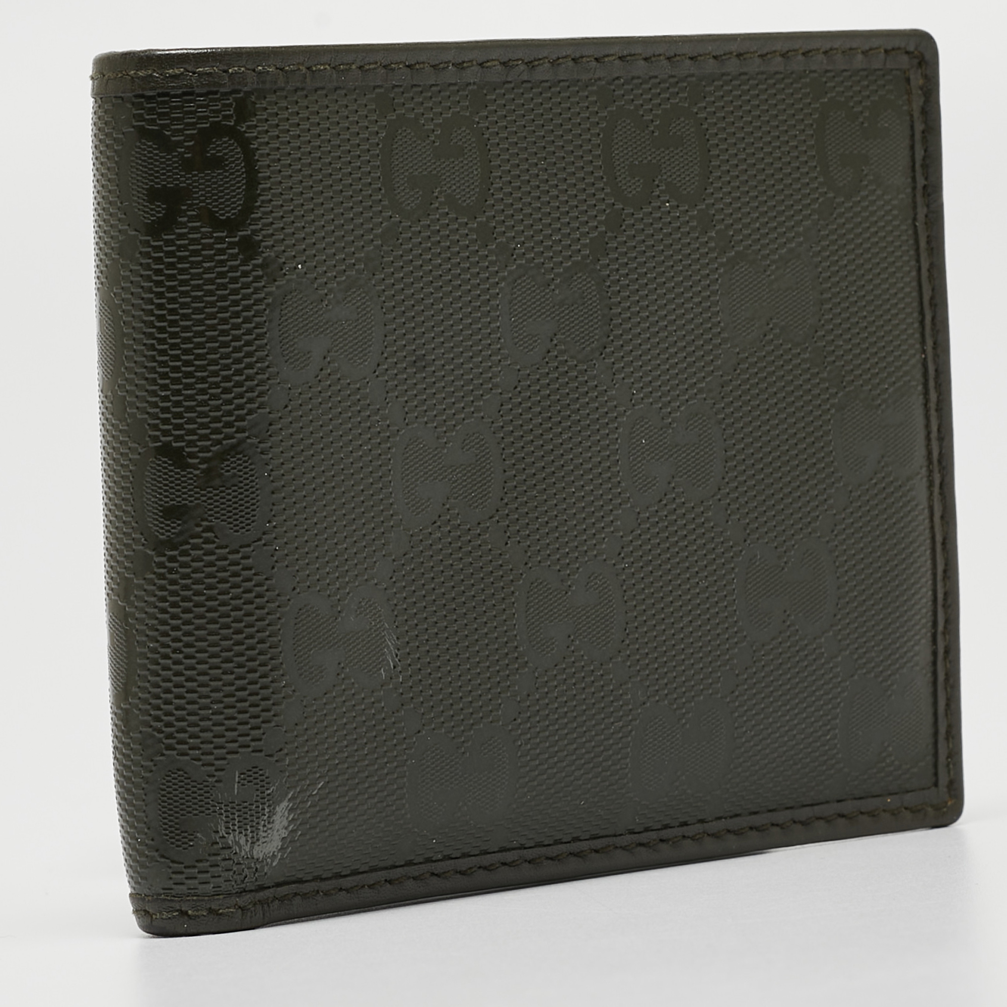 Gucci Military Green GG Imprime Canvas Bifold Wallet