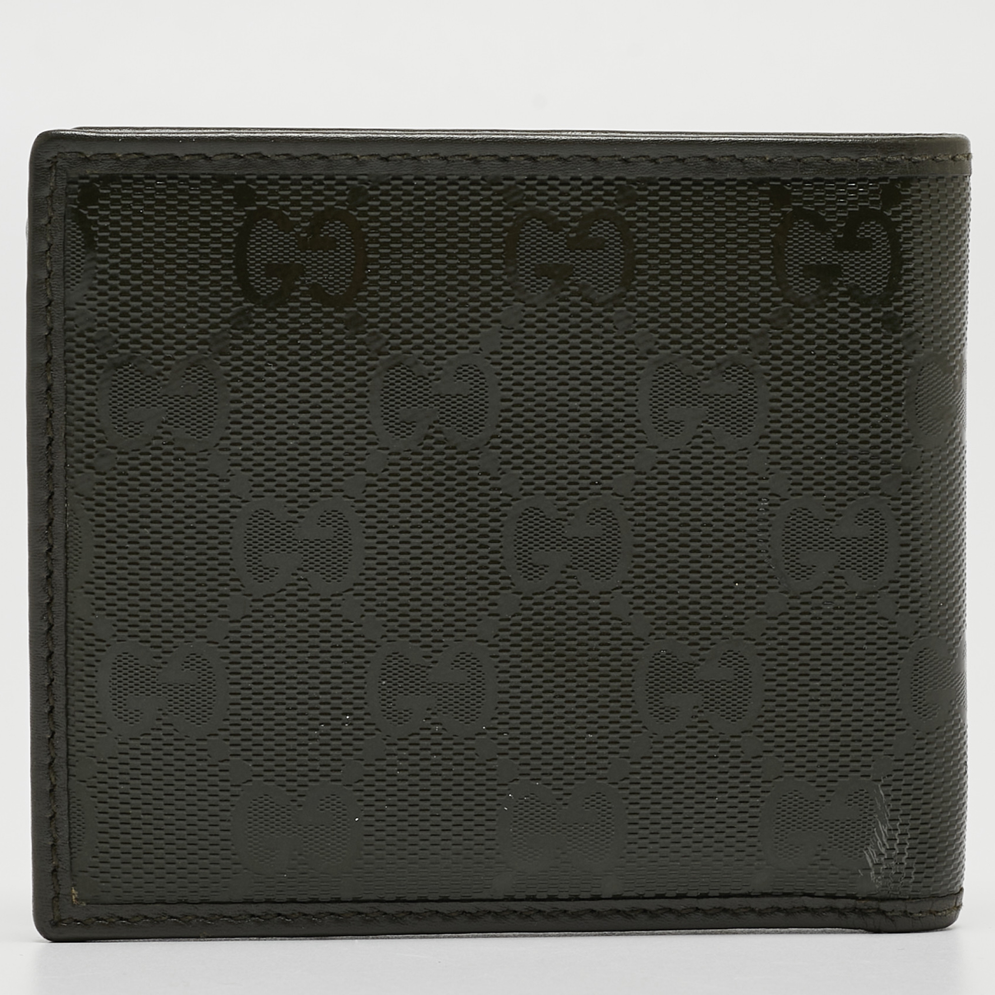Gucci Military Green GG Imprime Canvas Bifold Wallet