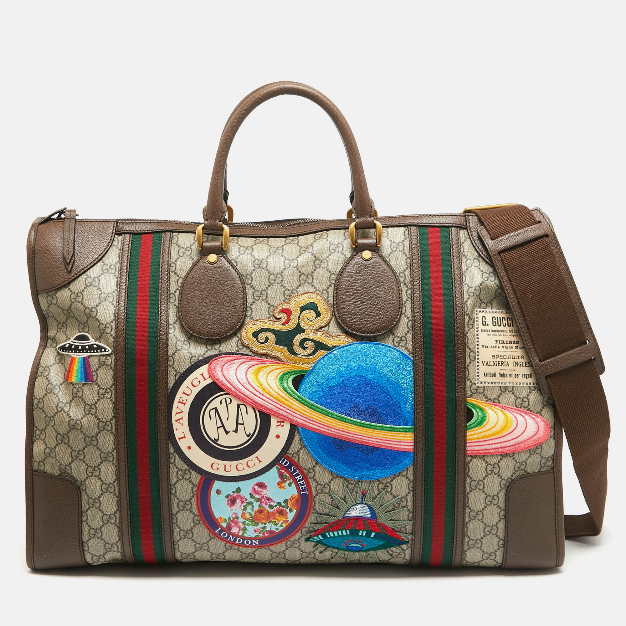 

Gucci Brown/Beige Soft GG Supreme Canvas Courrier Duffle Bag
