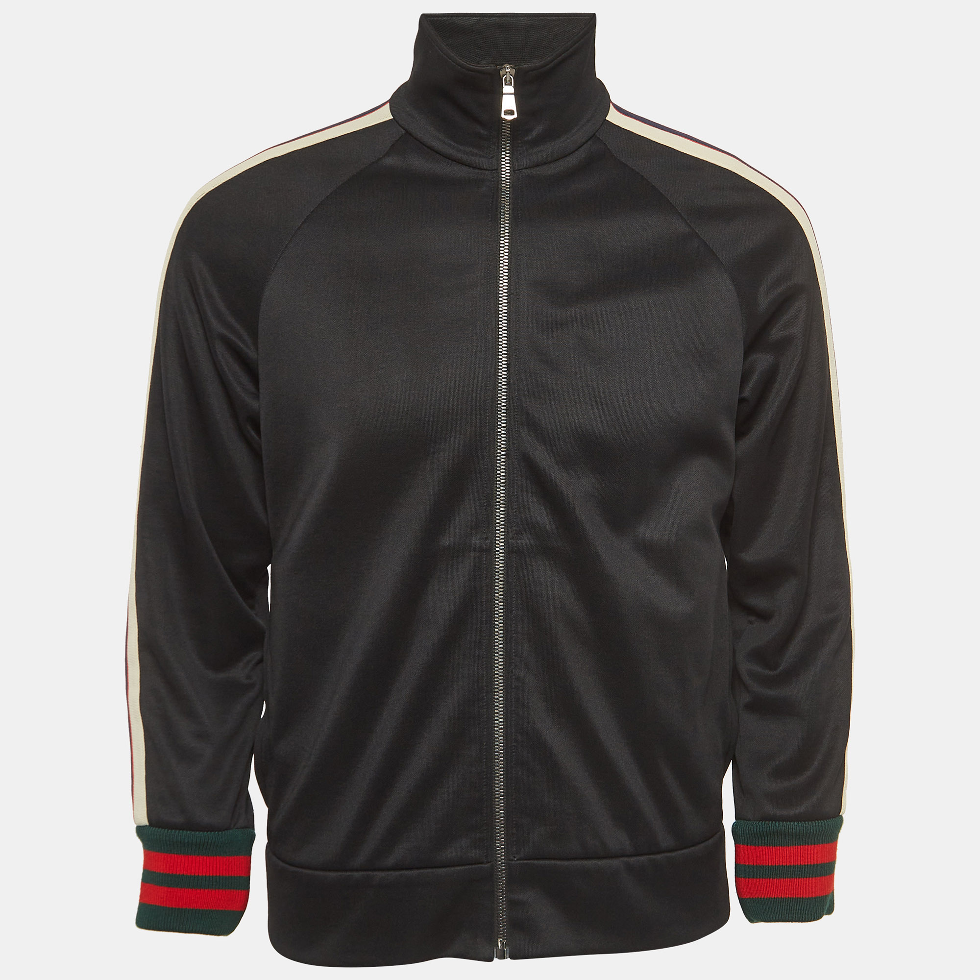 Gucci black jersey zip up technical track jacket xs