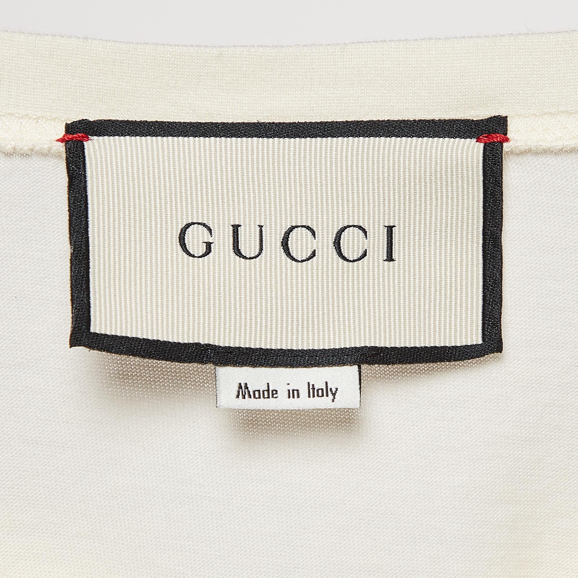 Gucci Cream Logo Cities Print Jersey Oversized T-Shirt XXS