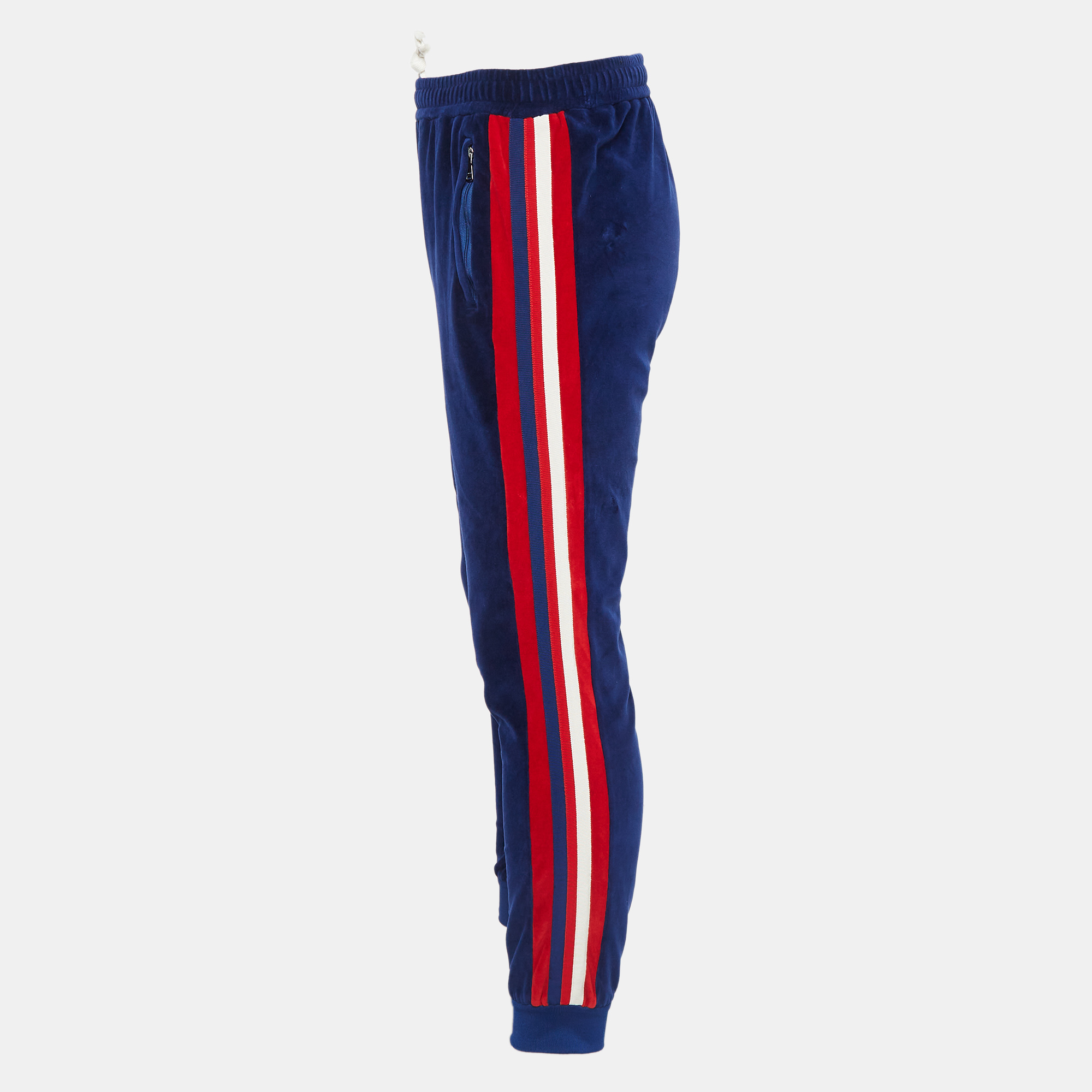 Gucci Blue Side Stripe Velour Jogging Pants M