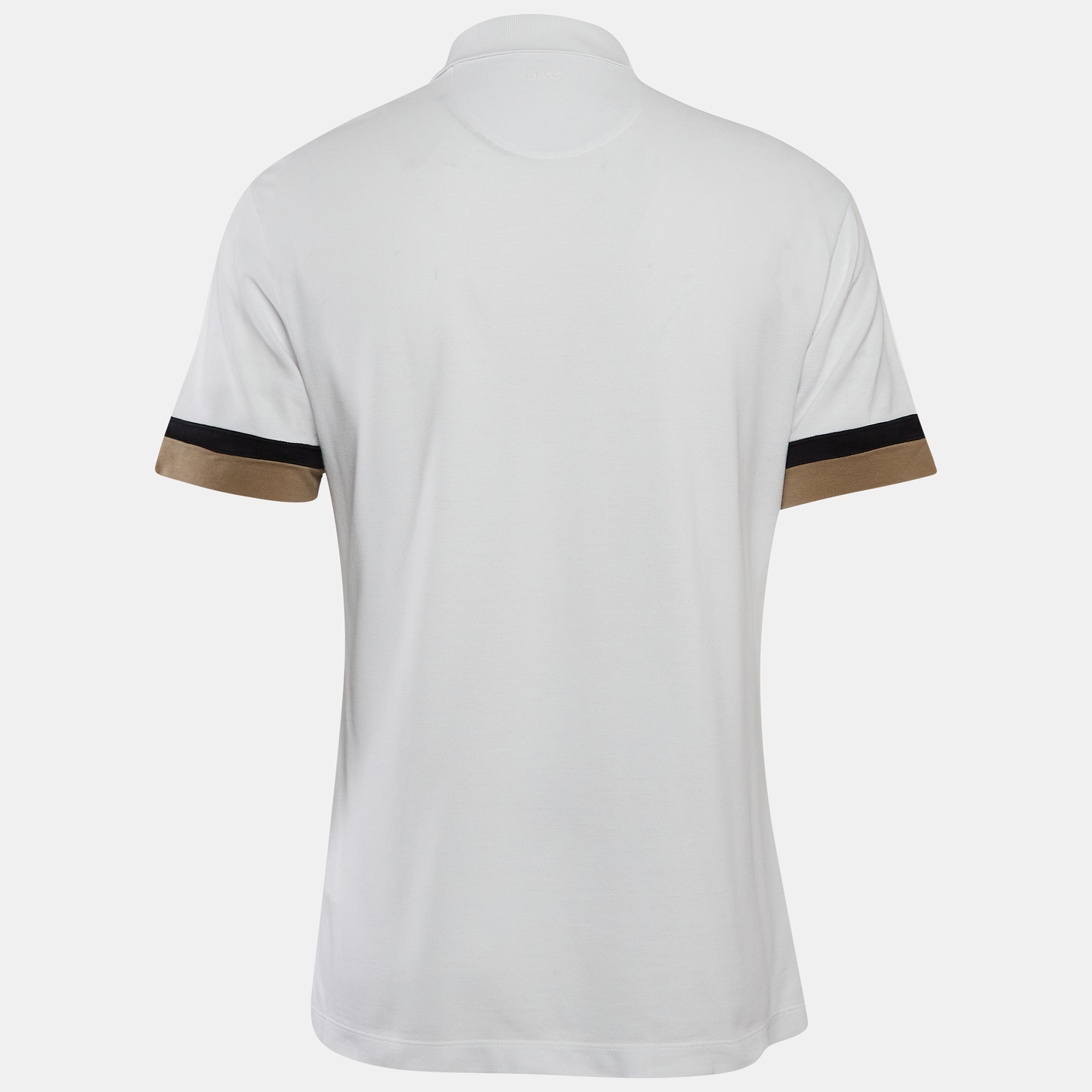 Gucci White Cotton Cut & Sew Paneled Sleeve Polo T-Shirt L