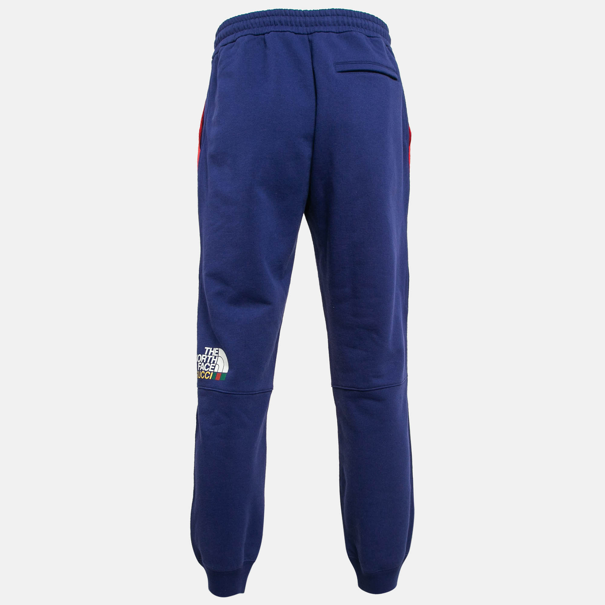 Gucci X The North Face Blue Colorblock Cotton Knit And Nylon Sweatpants M