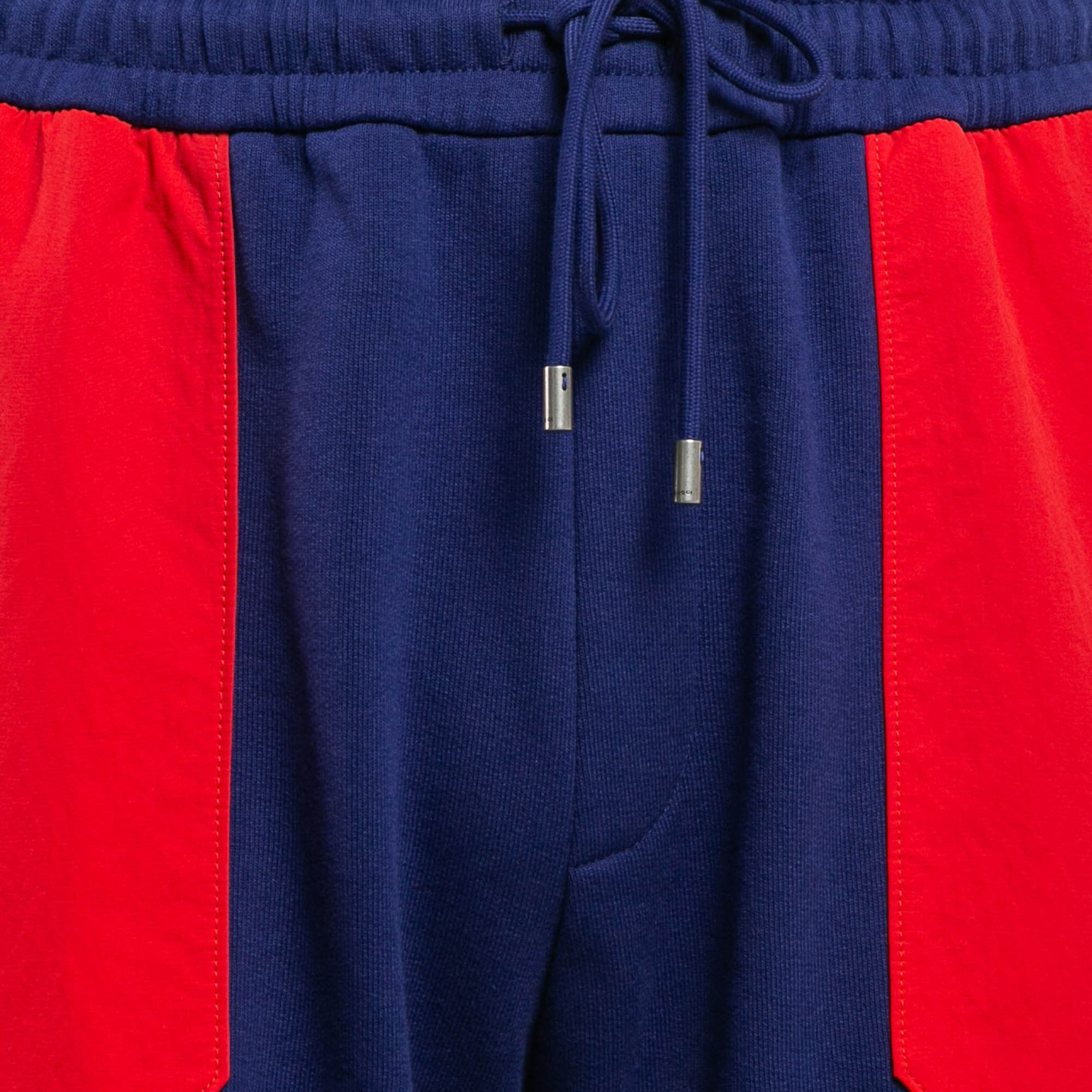 Gucci X The North Face Blue Colorblock Cotton Knit And Nylon Sweatpants M