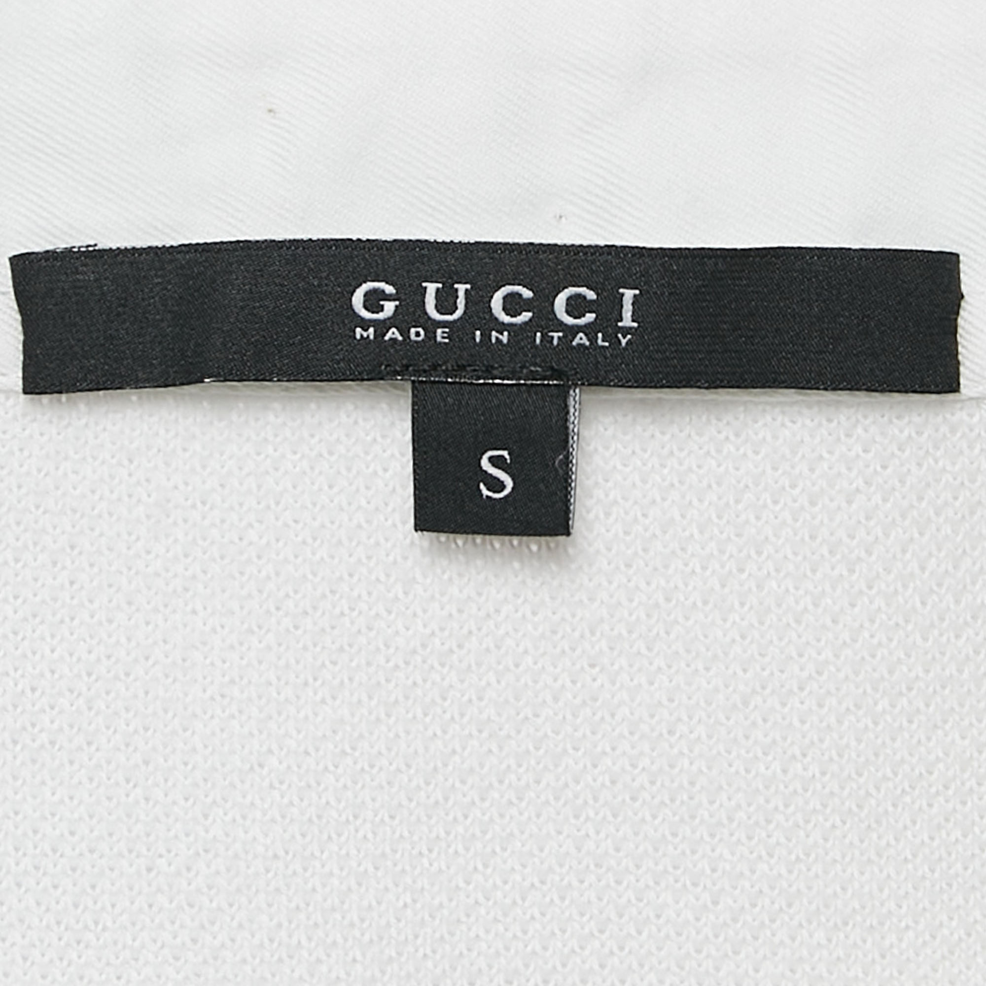 Gucci White Cotton Pique Long Sleeve Polo T-Shirt S