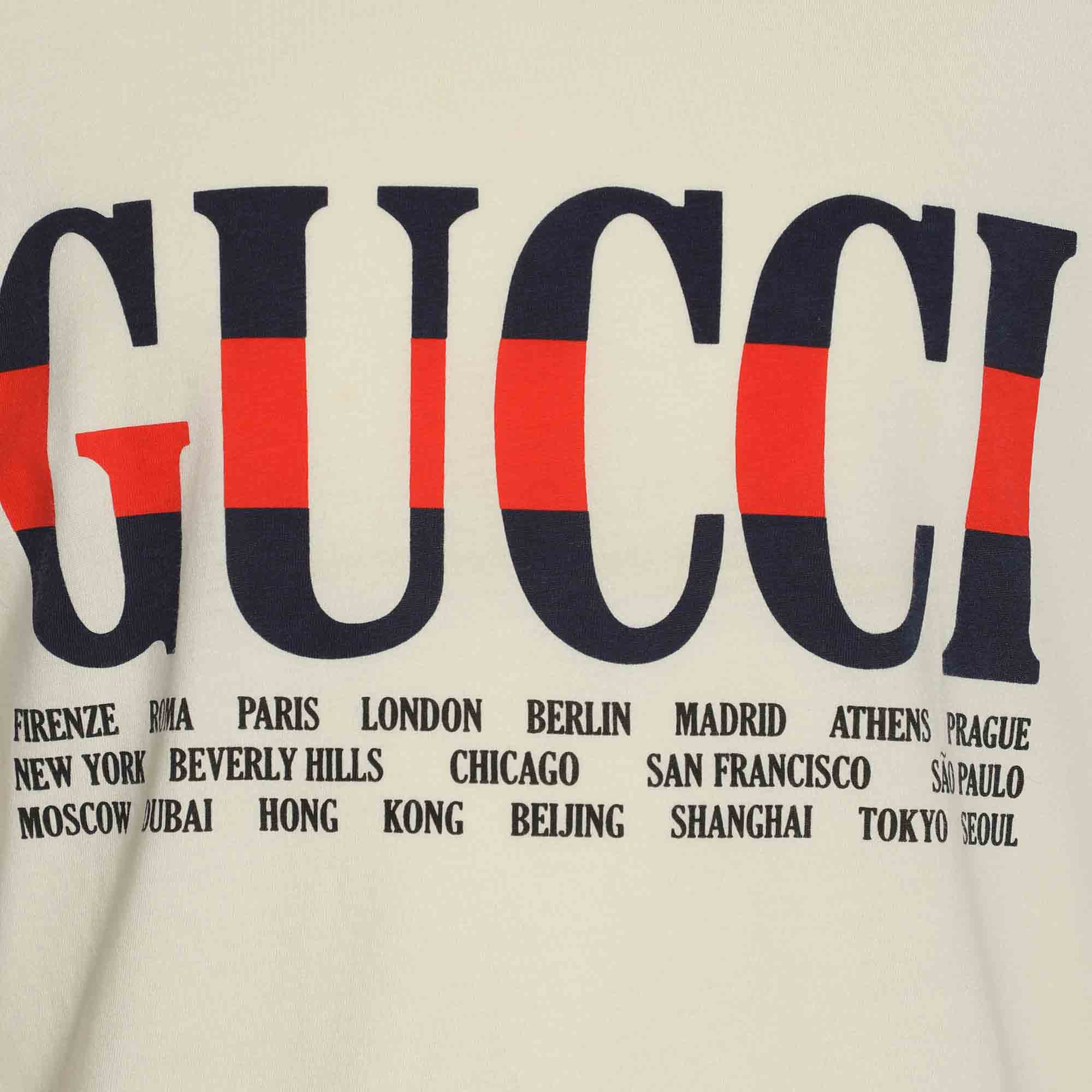 Gucci Cream Cotton Cities Graphic T-Shirt M