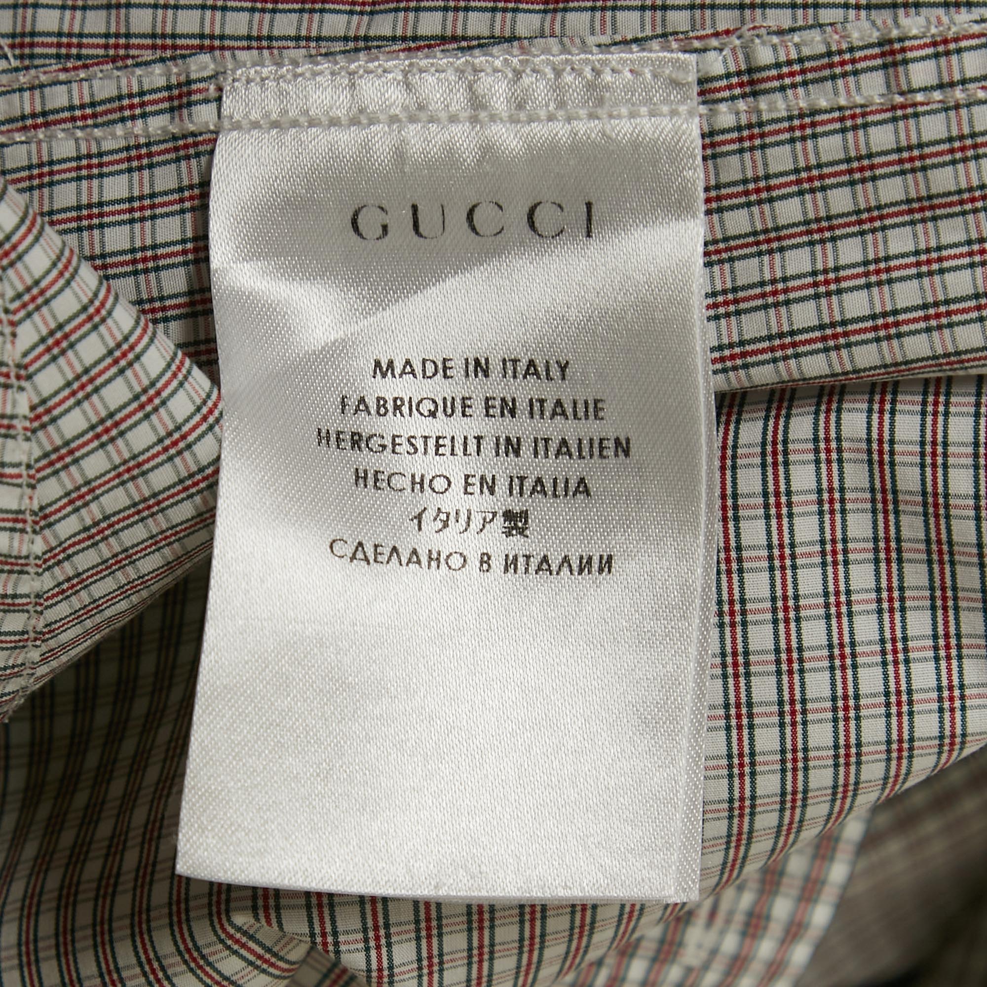 Gucci White/Red Checks Cotton Skinny Shirt M