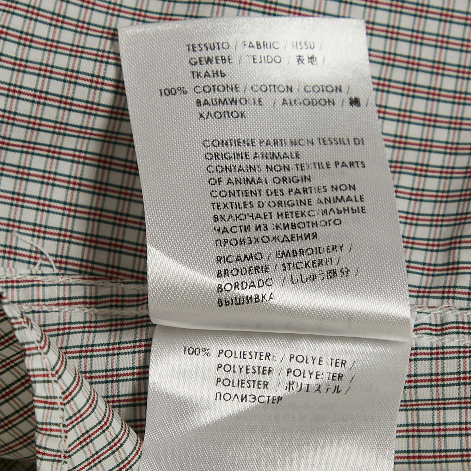 Gucci White/Red Checks Cotton Skinny Shirt M