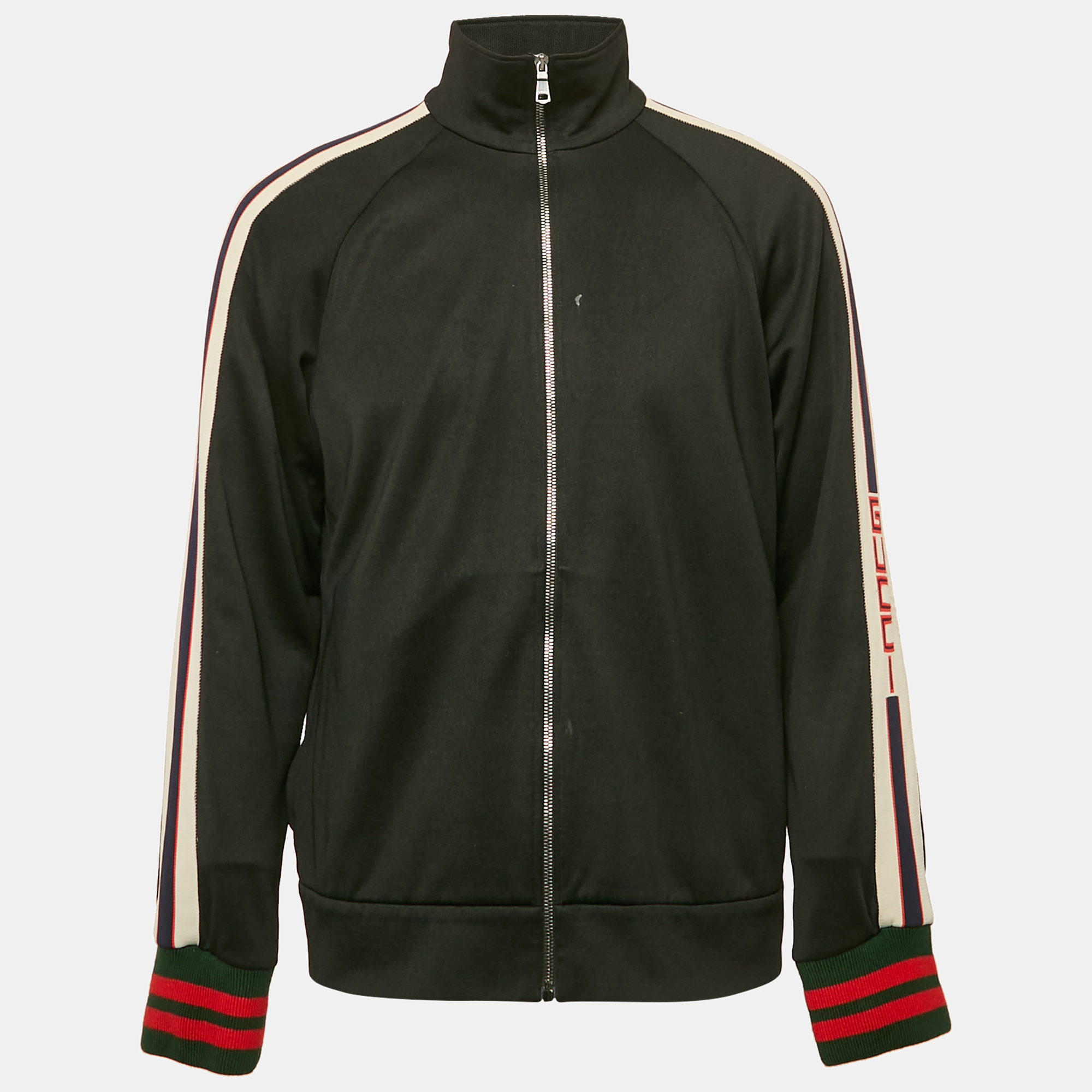 Gucci Black Logo Stripe Sleeve Technical Jersey Track Jacket L
Gucci Black Logo Stripe Sleeve Technical Jersey Track Jacket L