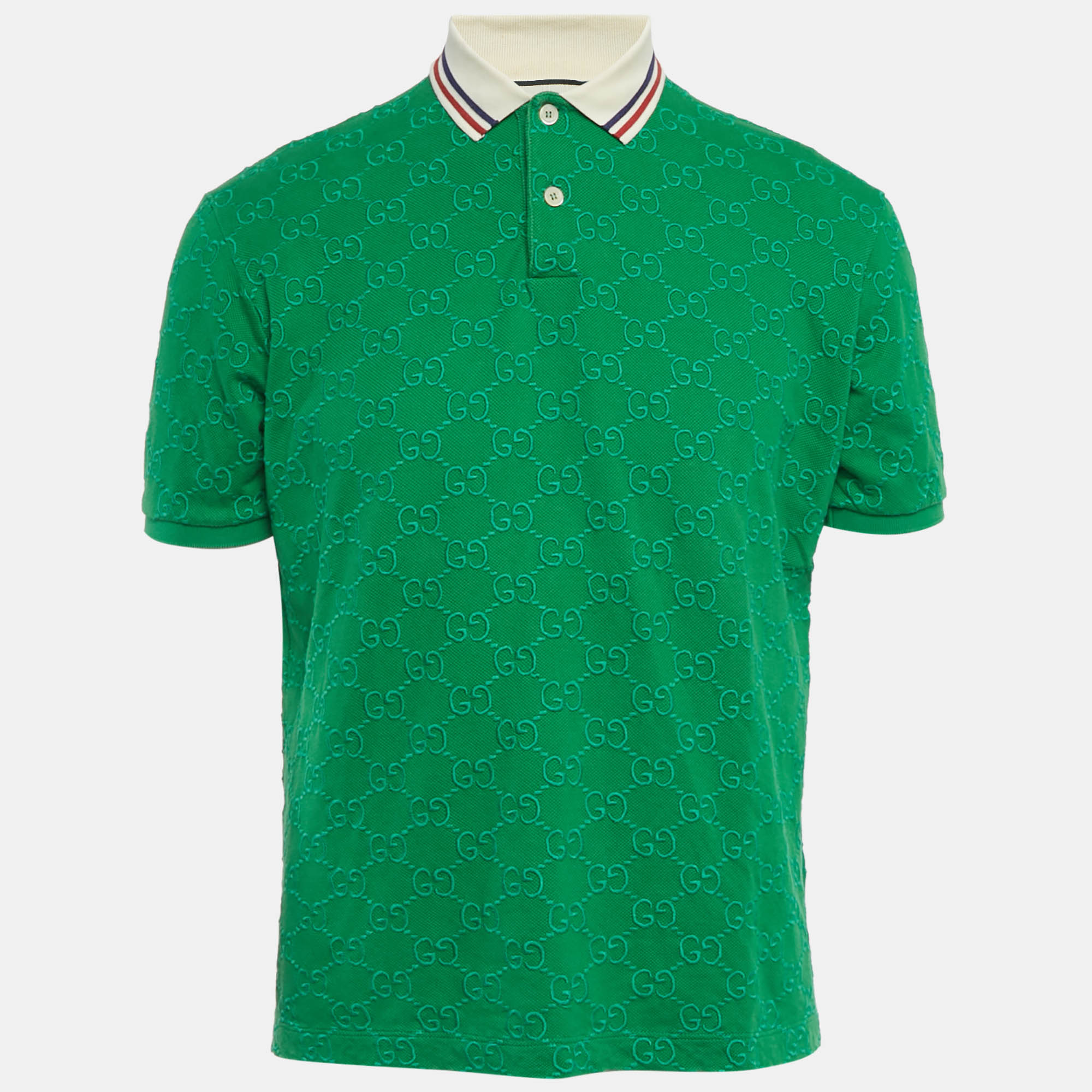 Gucci Green GG Embroidered Cotton Knit Contrast Collar Polo T-Shirt M
Gucci Green GG Embroidered Cotton Knit Contrast Collar Polo T-Shirt M