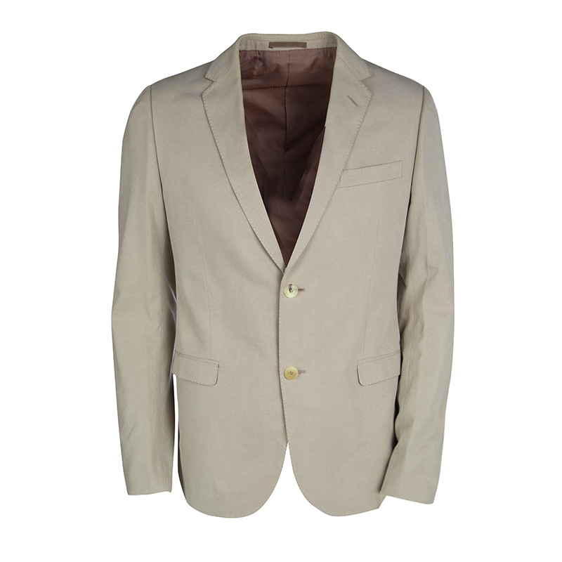 Image of Gucci Beige Cotton Regular Fit Two Button Blazer L