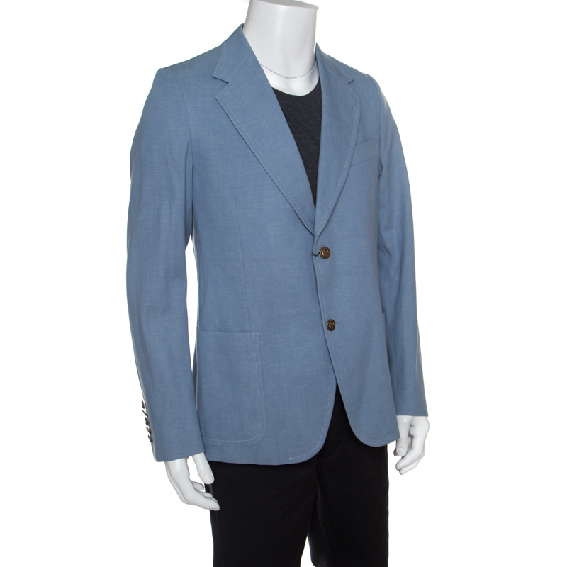 Gucci Sky Blue Cotton Tailored Mayfair Blazer XXL