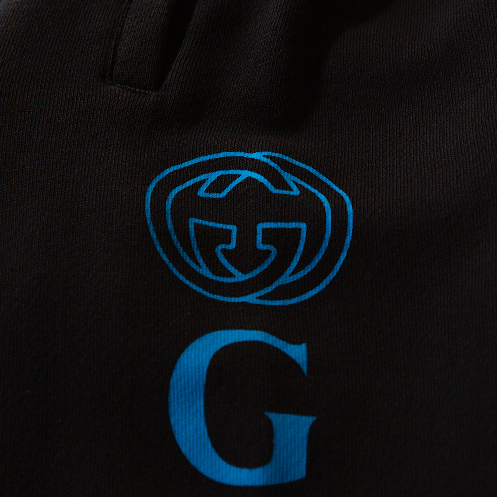 Gucci Black Knit Contrast Vertical Logo Print Track Pants M