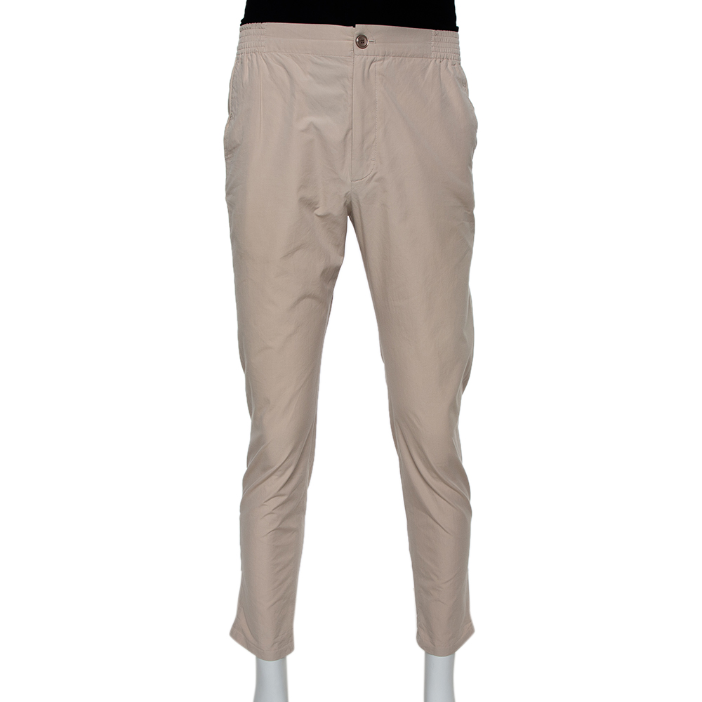 Gucci Beige Cotton Elastic Waist Detail Pants XL