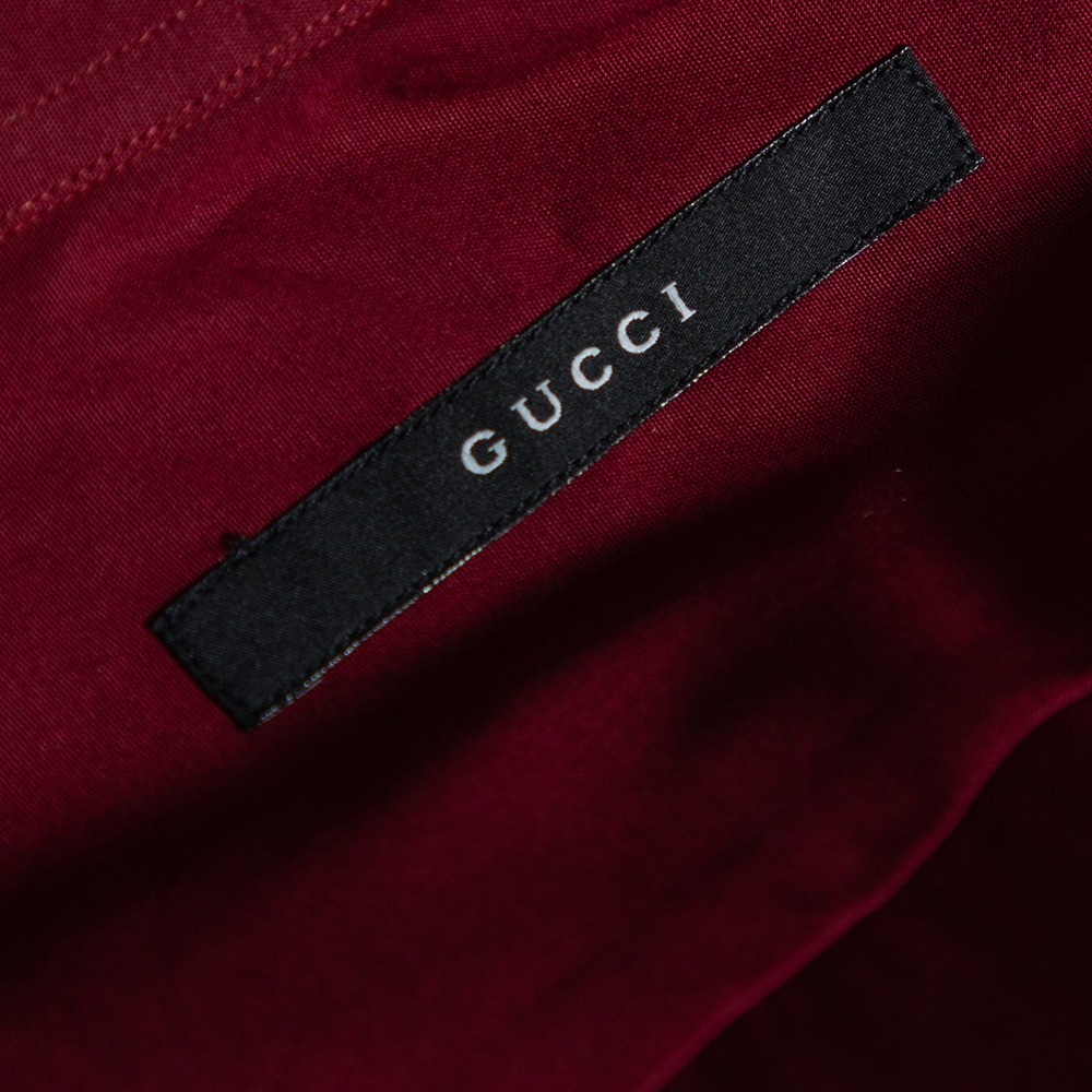 Gucci Maroon Cotton Button Front Shirt M