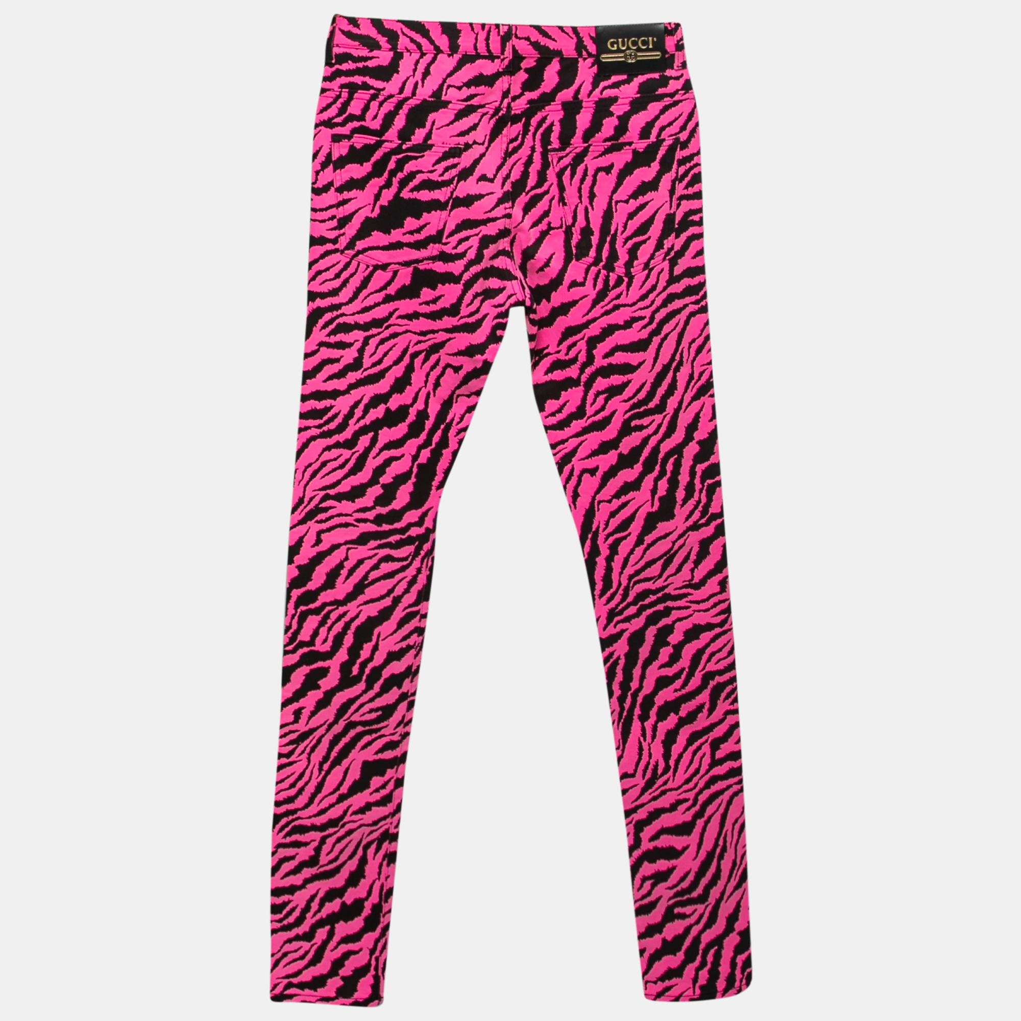 

Gucci Pink & Black Zebra Print Denim Skinny Jeans  Waist 31
