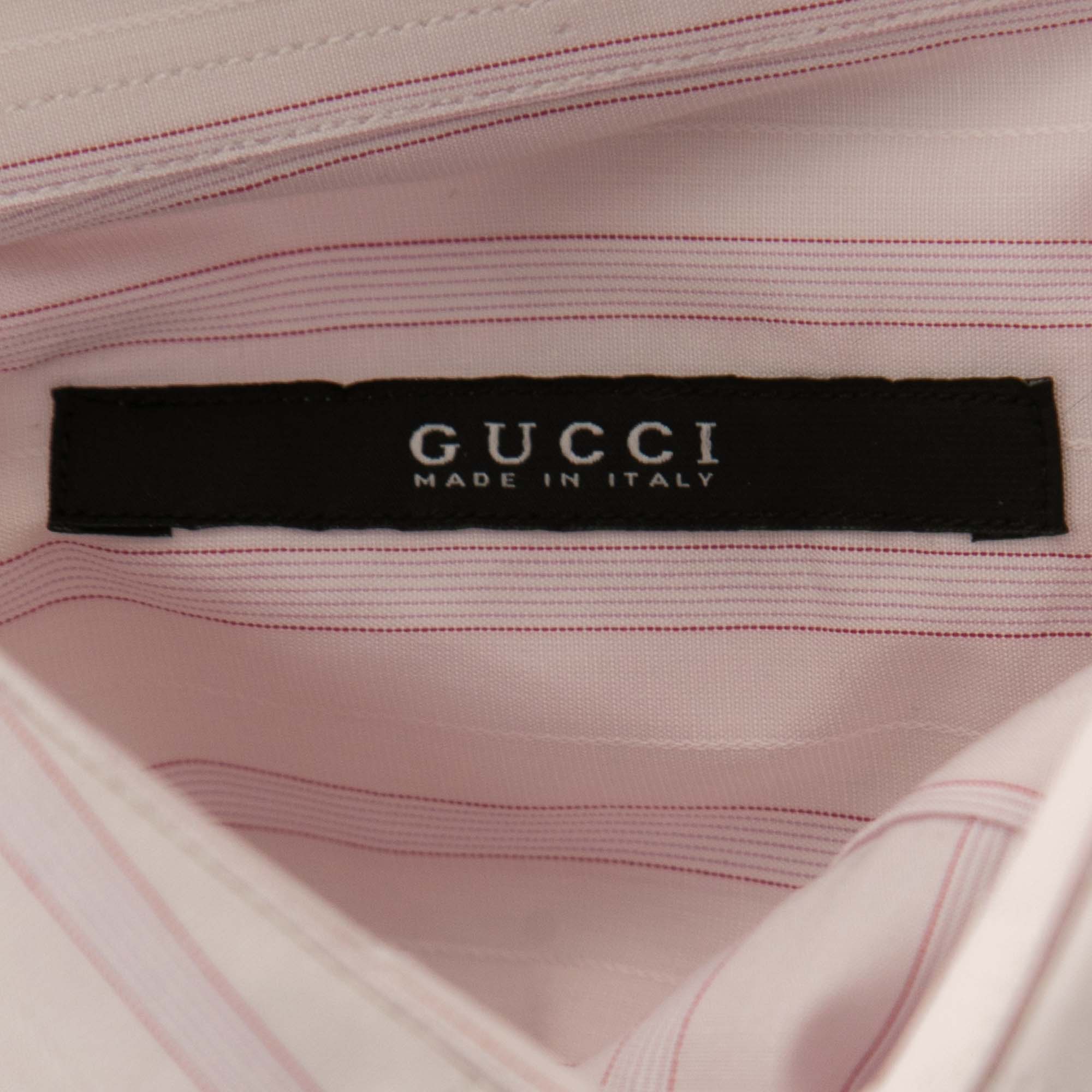 Gucci Pale Pink Striped Cotton Classic Shirt S