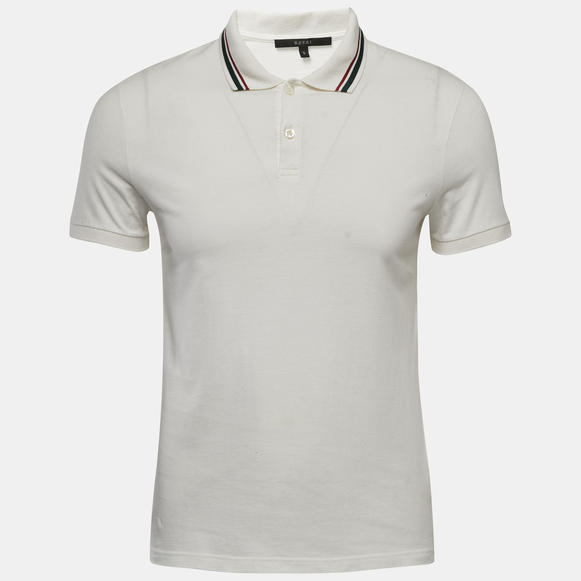 Gucci White Cotton Web Stripe Detailed Polo T-Shirt S