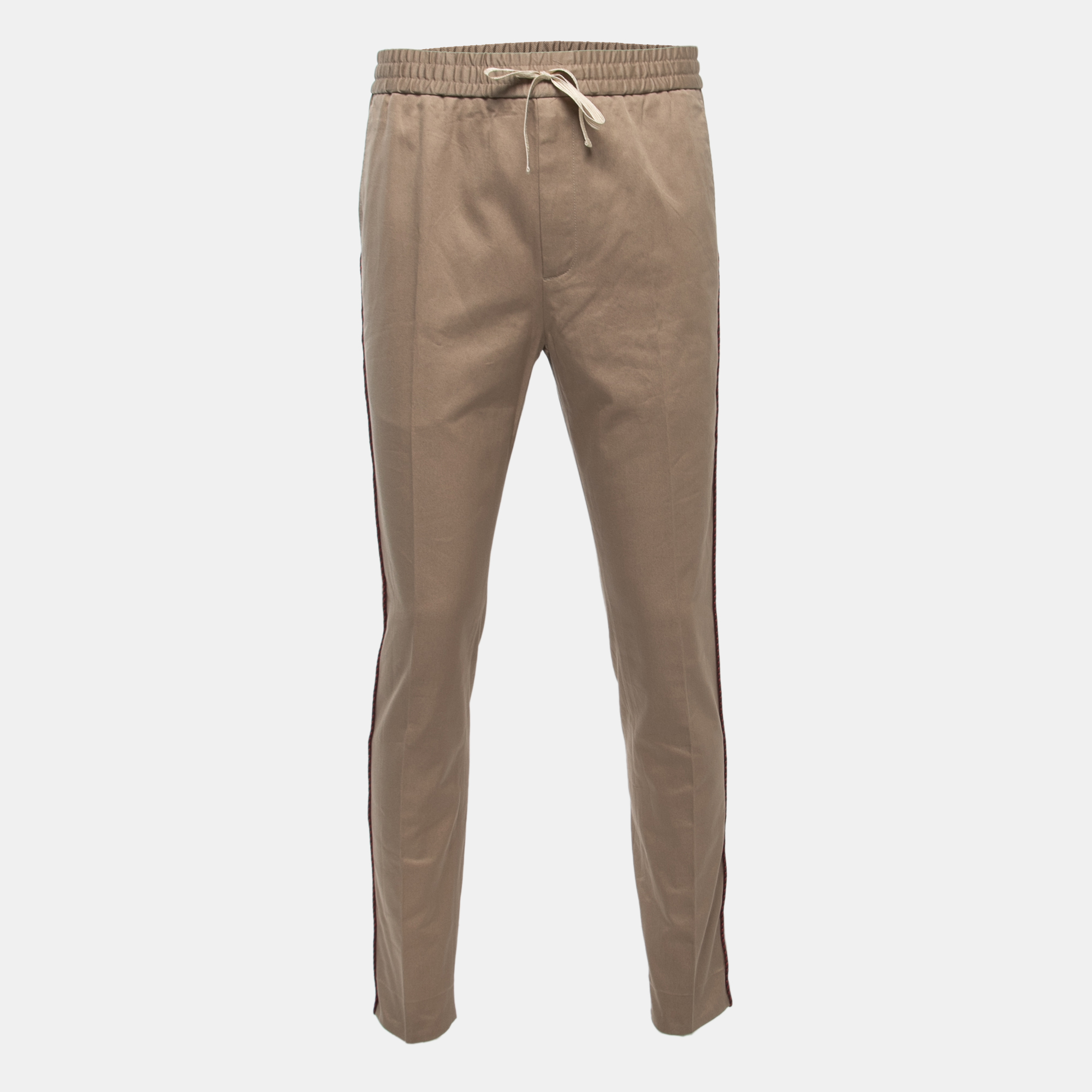 Gucci Beige Cotton Side Stripe Detailed Drawstring Pants XS