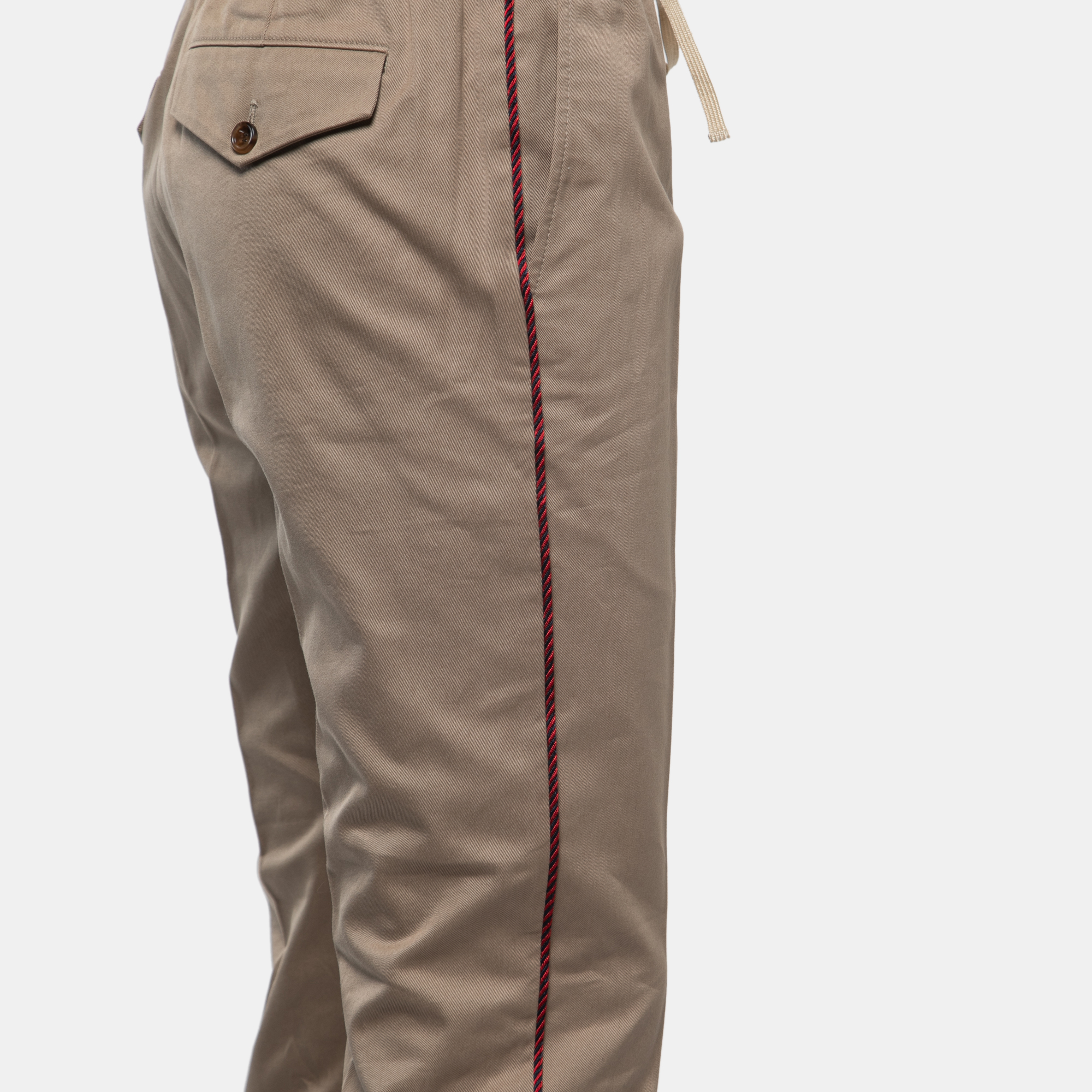 Gucci Beige Cotton Side Stripe Detailed Drawstring Pants XS