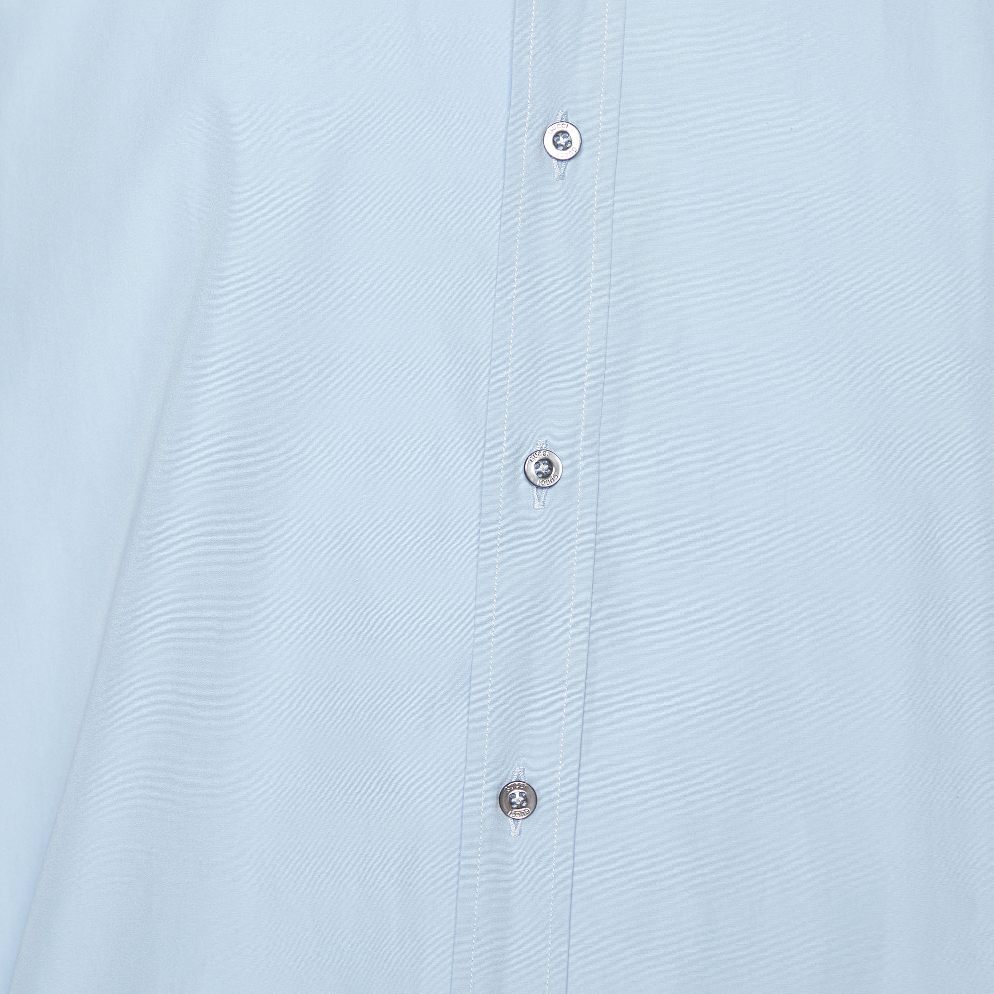 Gucci Blue Cotton Classic Fit Shirt 4XL