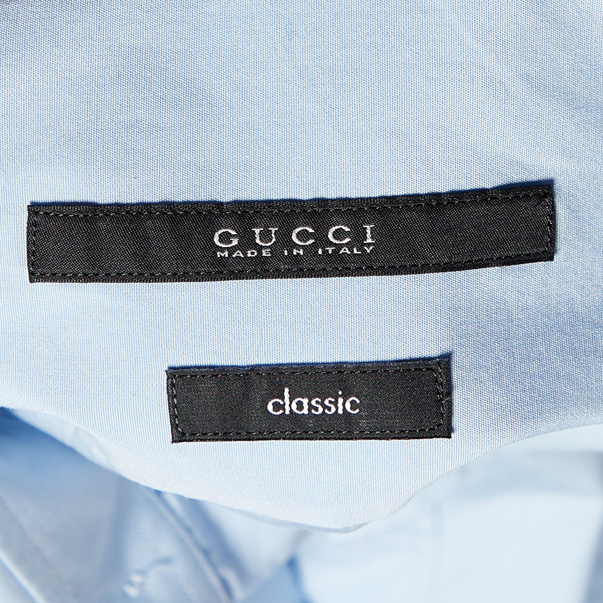 Gucci Blue Cotton Classic Fit Shirt 4XL