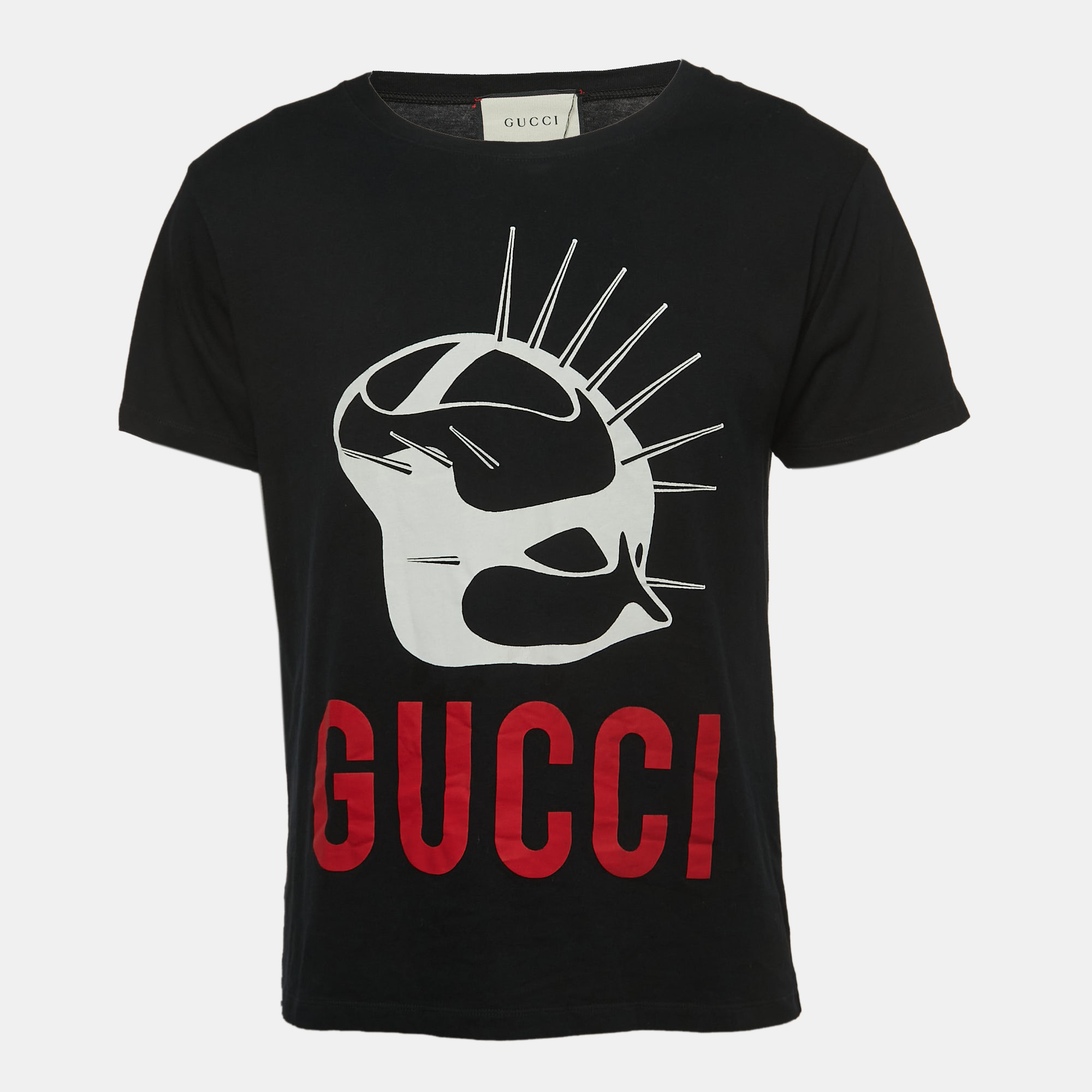 Gucci Black Logo Print Cotton Half Sleeve T-Shirt S