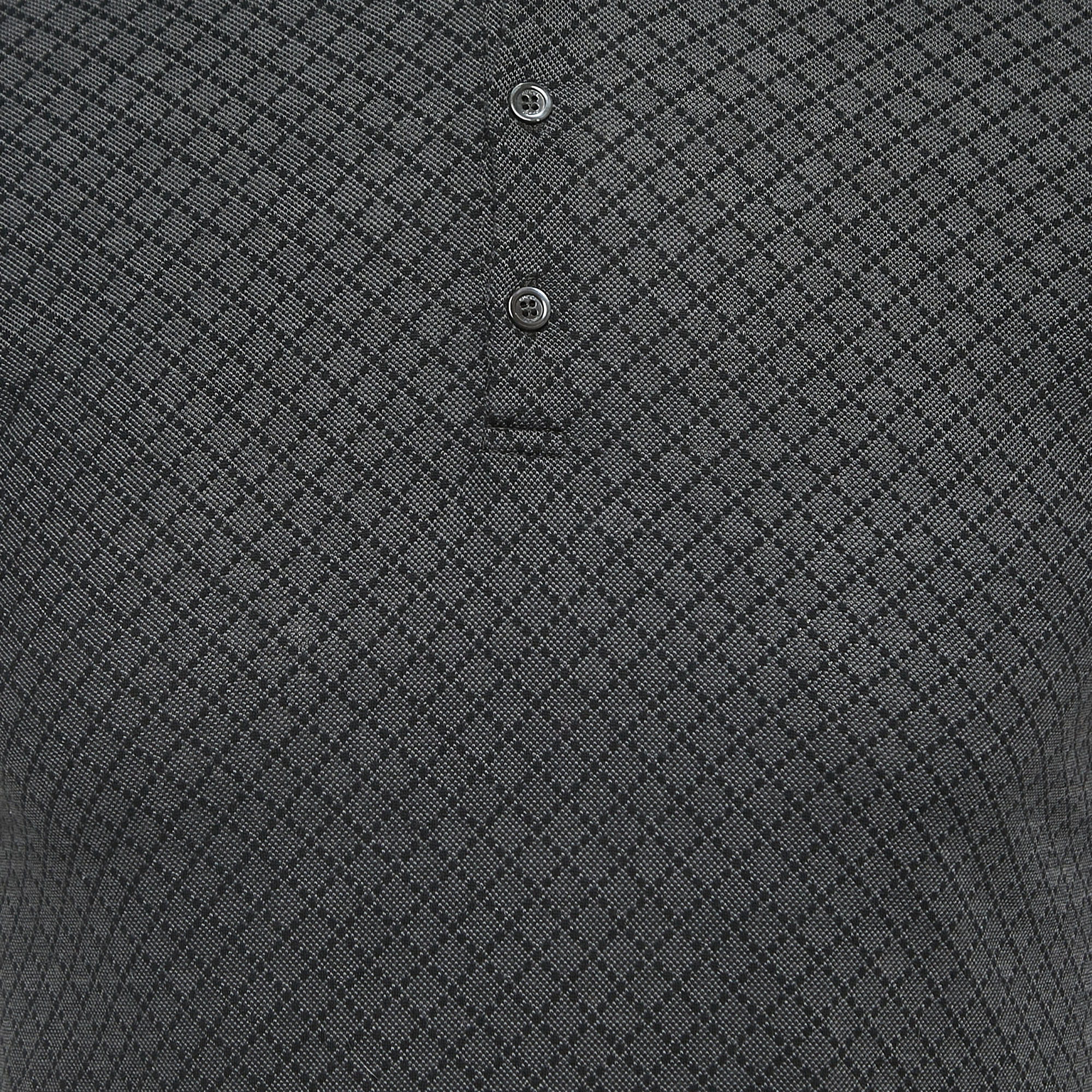 Gucci Black Patterned Cotton Web Stripe Detailed Polo T-Shirt XS
