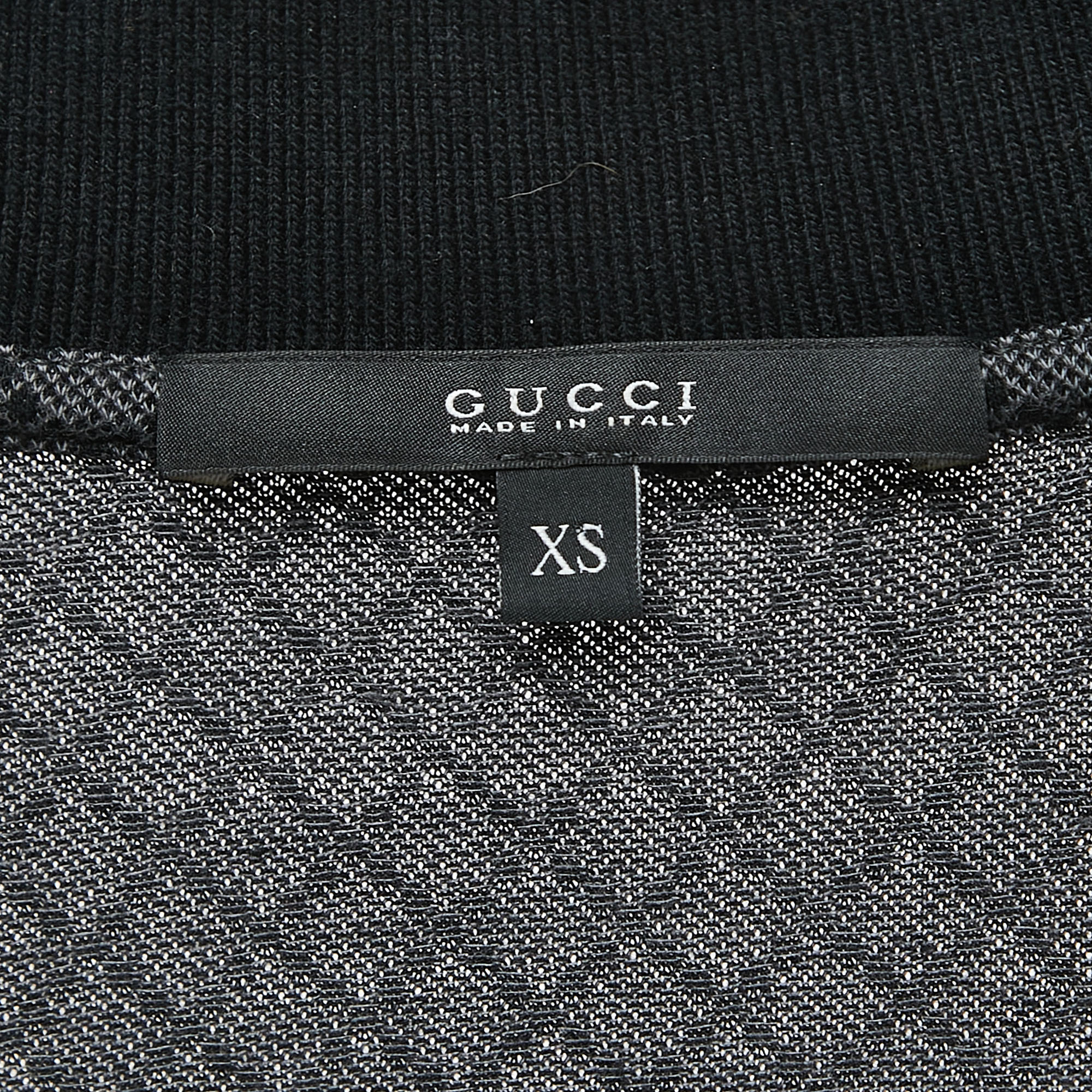 Gucci Black Patterned Cotton Web Stripe Detailed Polo T-Shirt XS