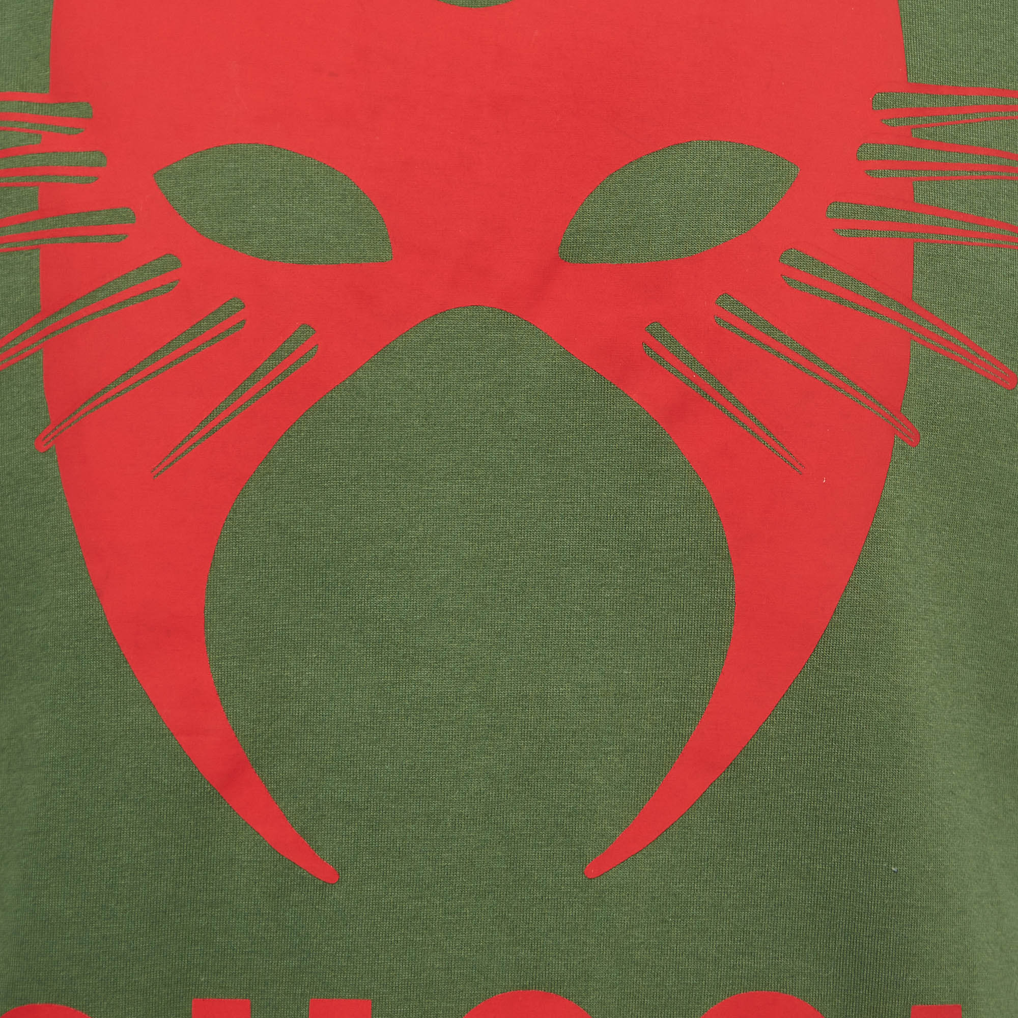 Gucci Green Manifesto Mask Print Cotton Crew Neck T-Shirt XS