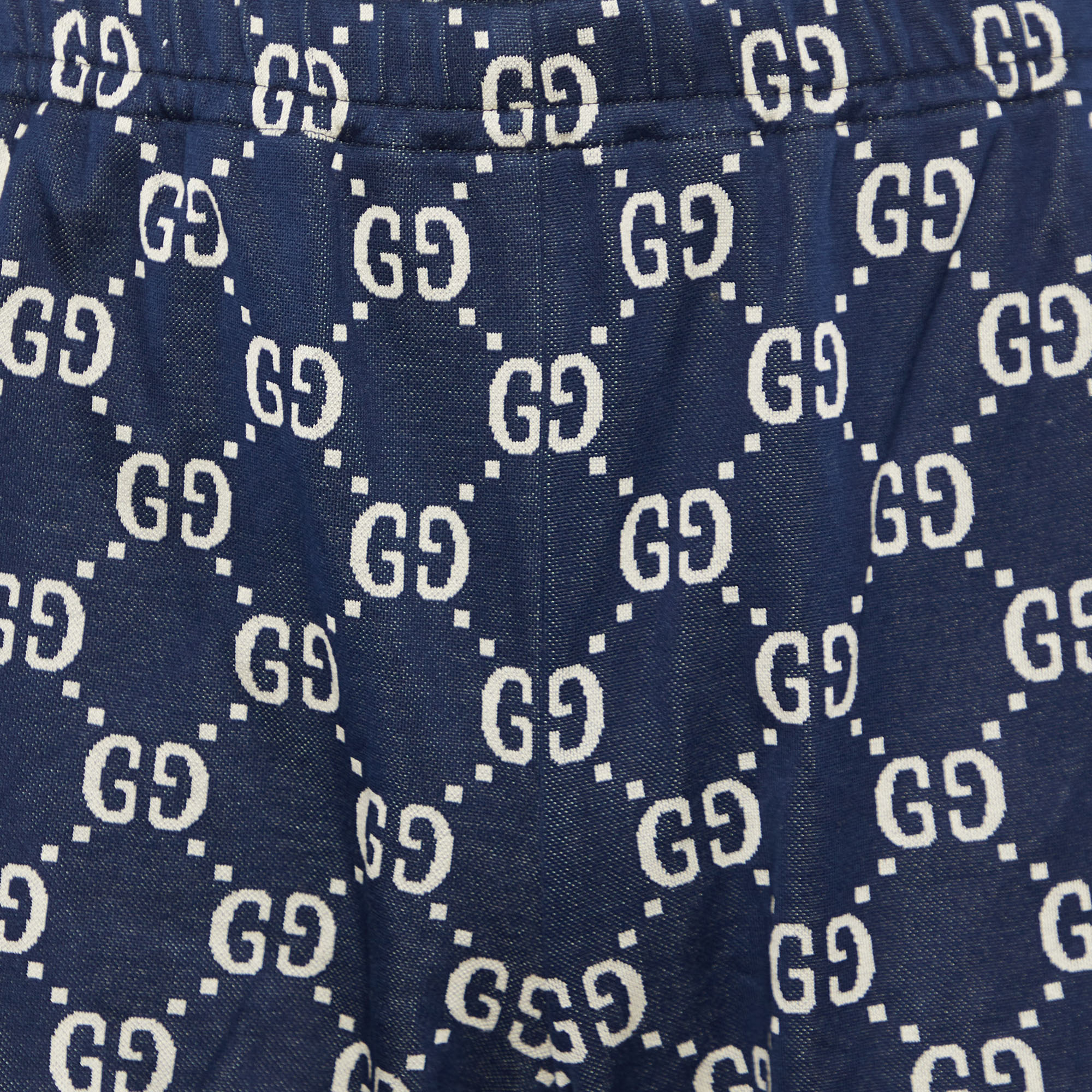 Gucci Navy Blue GG Jacquard Cotton Web Striped Shorts S