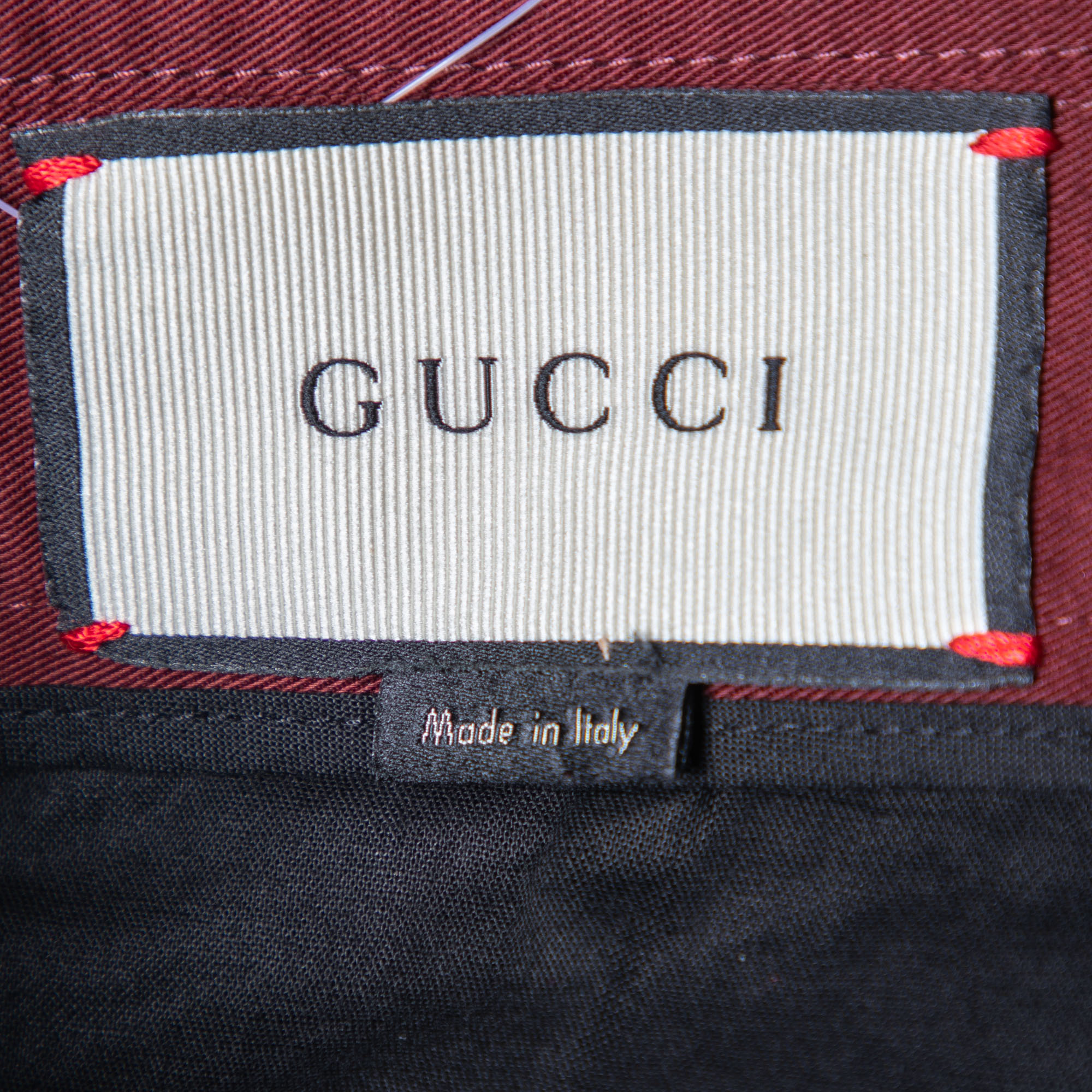 Gucci Burnt Maroon Cotton Slim Fit Trousers M